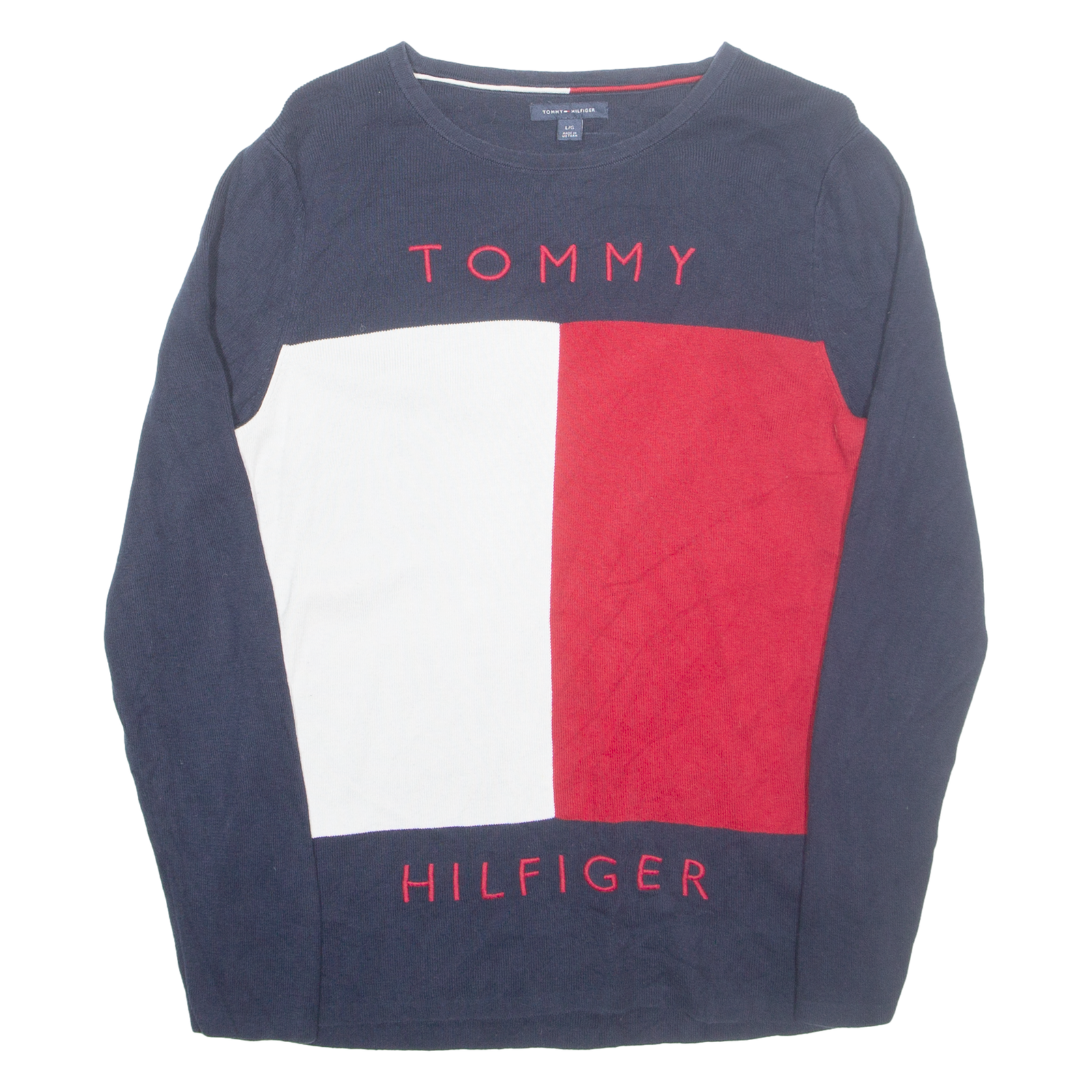 TOMMY HILFIGER Womens Jumper Blue Tight Knit L Refurbished - N/A refurbished available on Cerqular