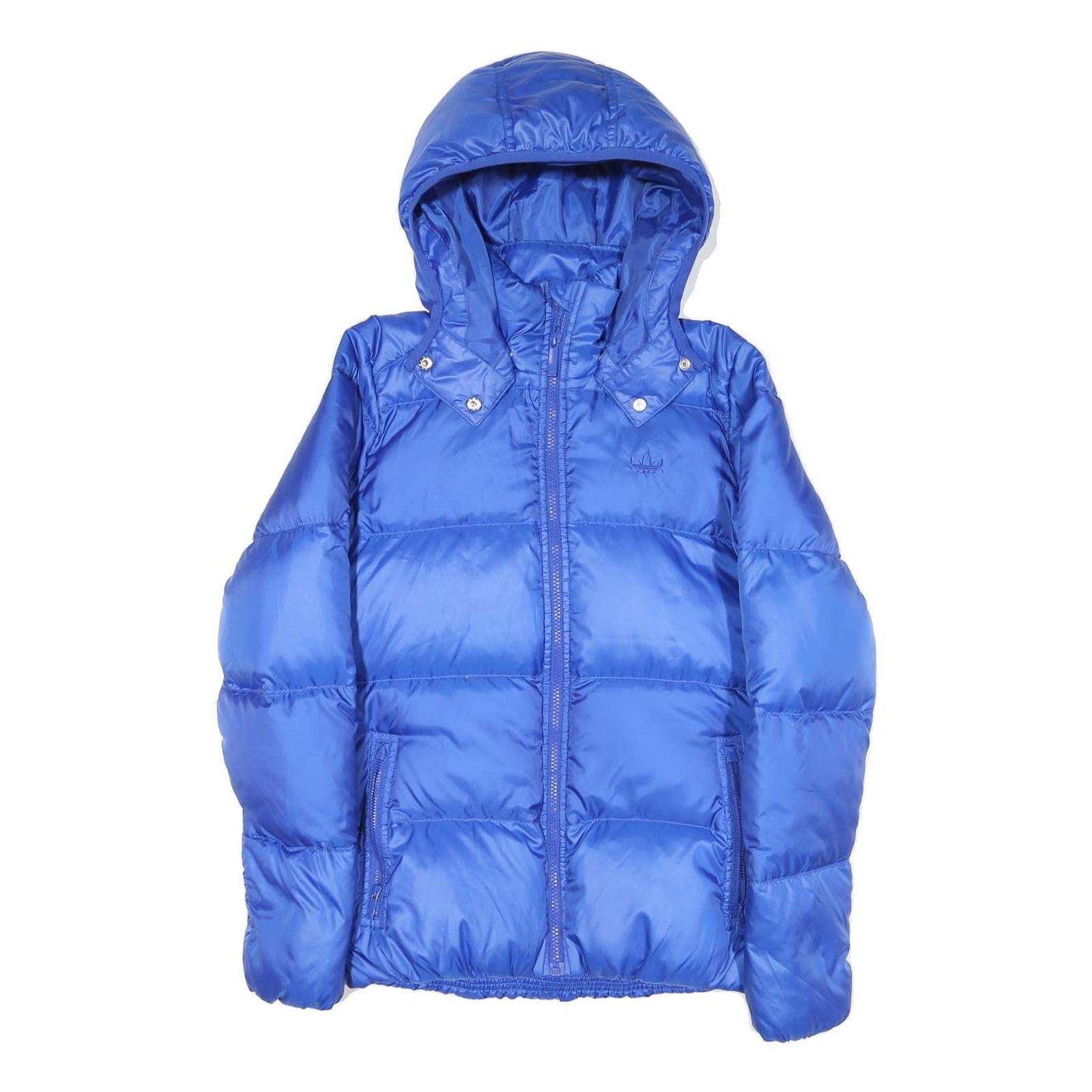 ADIDAS Womens Blue Puffer Jacket UK 10 Polyester Blend Zip Hooded Plain Casual Refurbished - N/A refurbished available on Cerqular