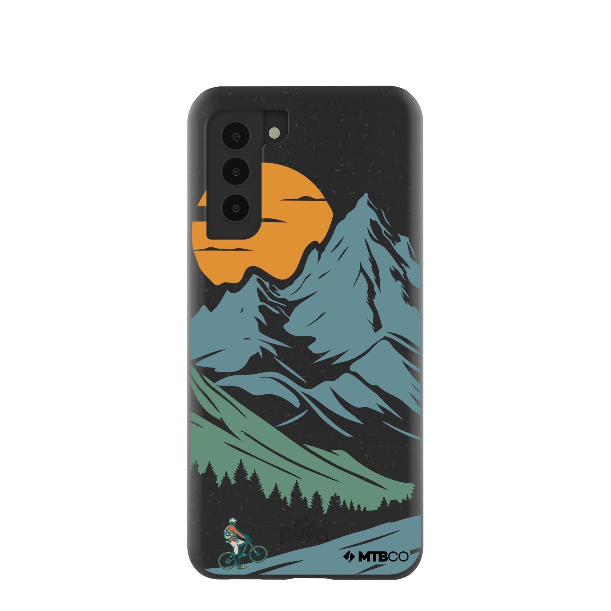 Black Vintage Peaks MTBCO Samsung Galaxy S21 Case Refurbished - Pela Case refurbished available on Cerqular