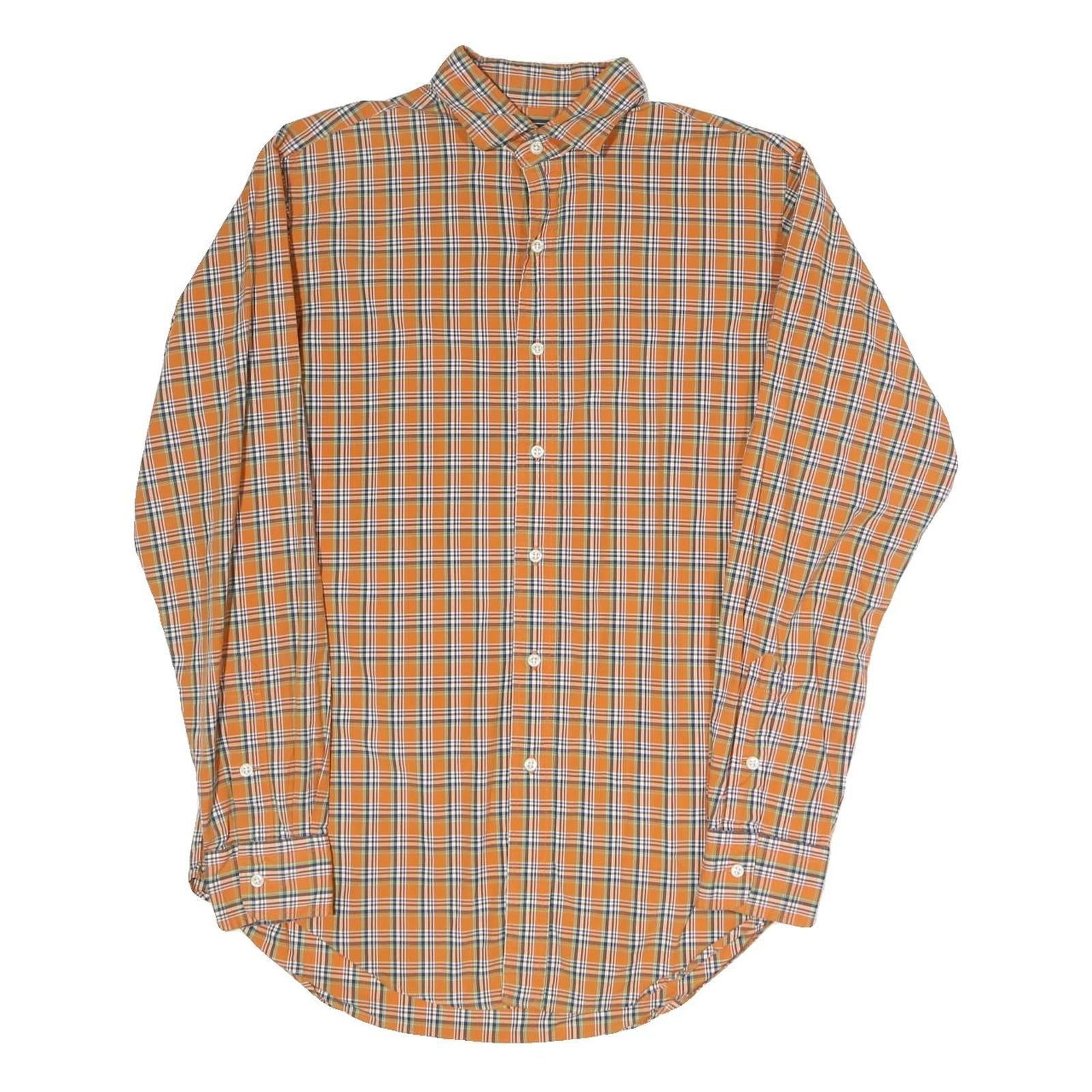 POLO RALPH LAUREN Mens Orange & Blue Check Shirt M Casual Cotton Blend Long Refurbished - N/A refurbished available on Cerqular
