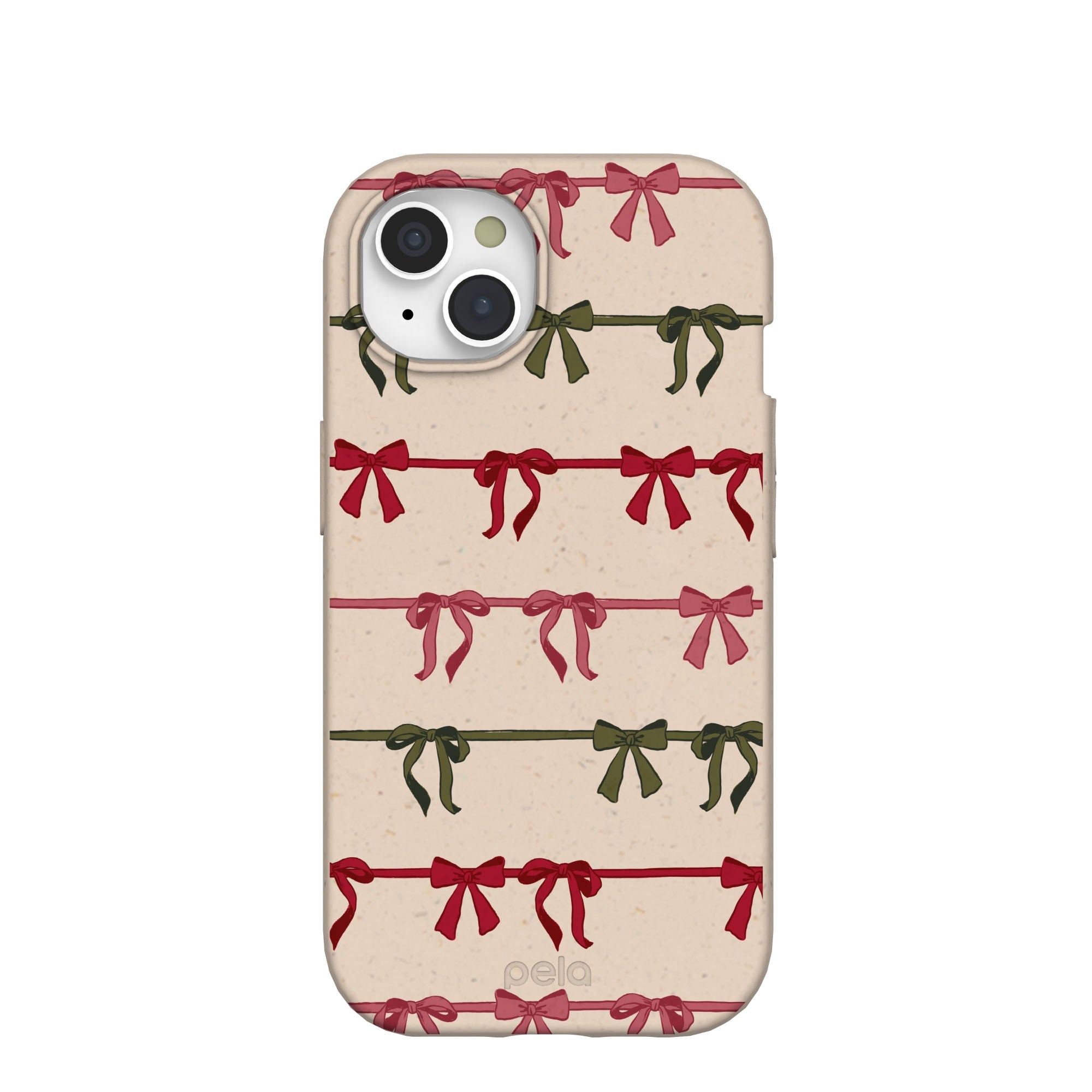 Seashell Holiday Bows iPhone 15 Case Refurbished - Pela Case refurbished available on Cerqular