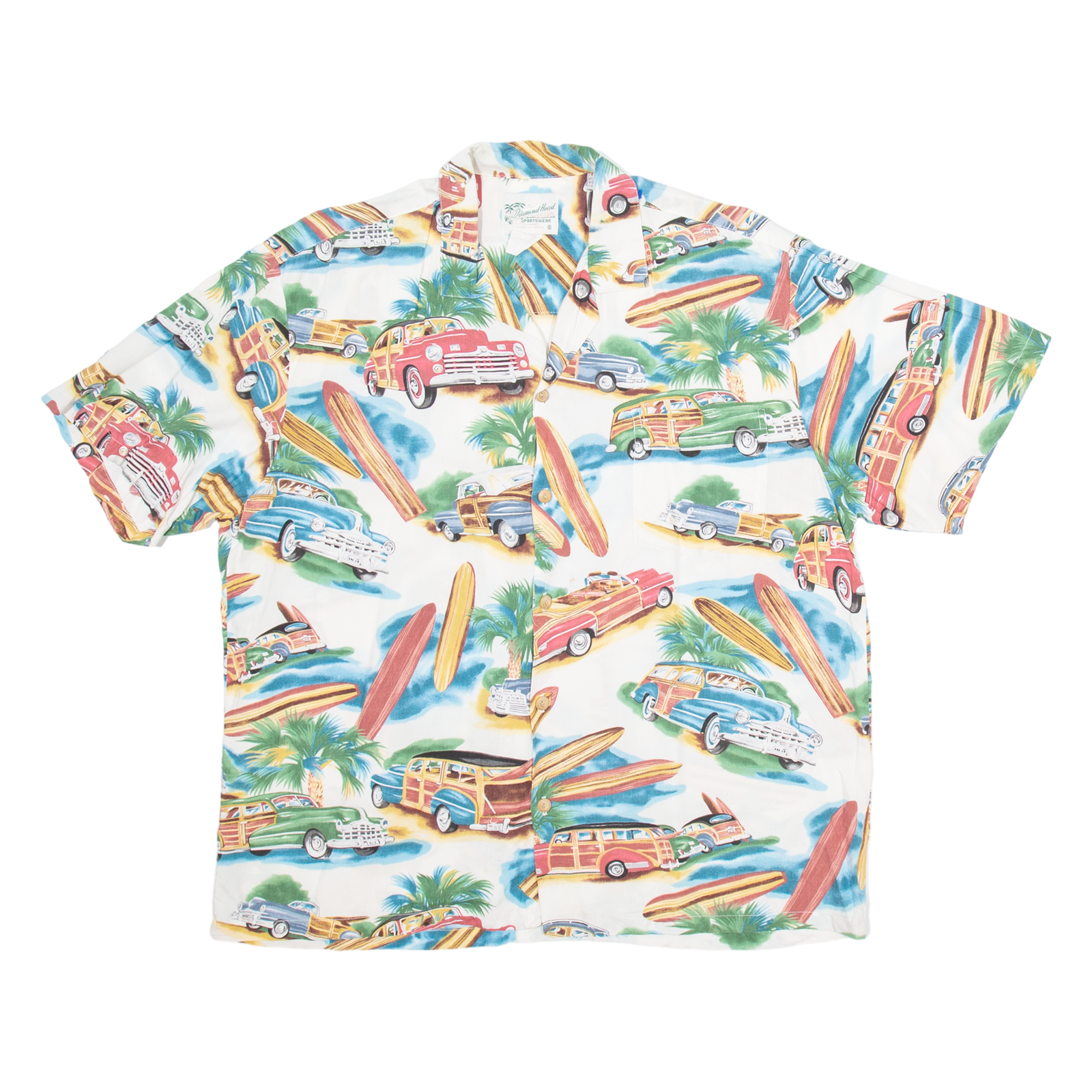 DIAMOND HEAD Mens Hawaiian Shirt White Crazy Pattern L Refurbished - N/A refurbished available on Cerqular