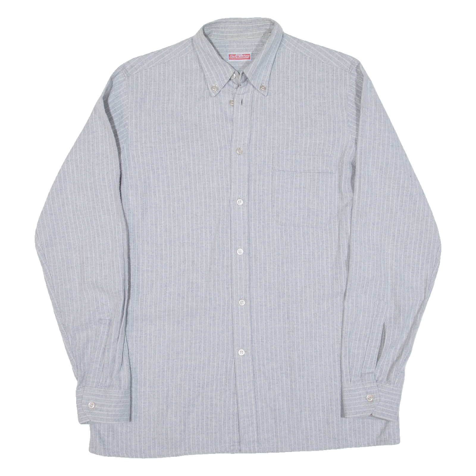 BARBADOS Mens Shirt Grey Striped Long Sleeve M Refurbished - N/A refurbished available on Cerqular
