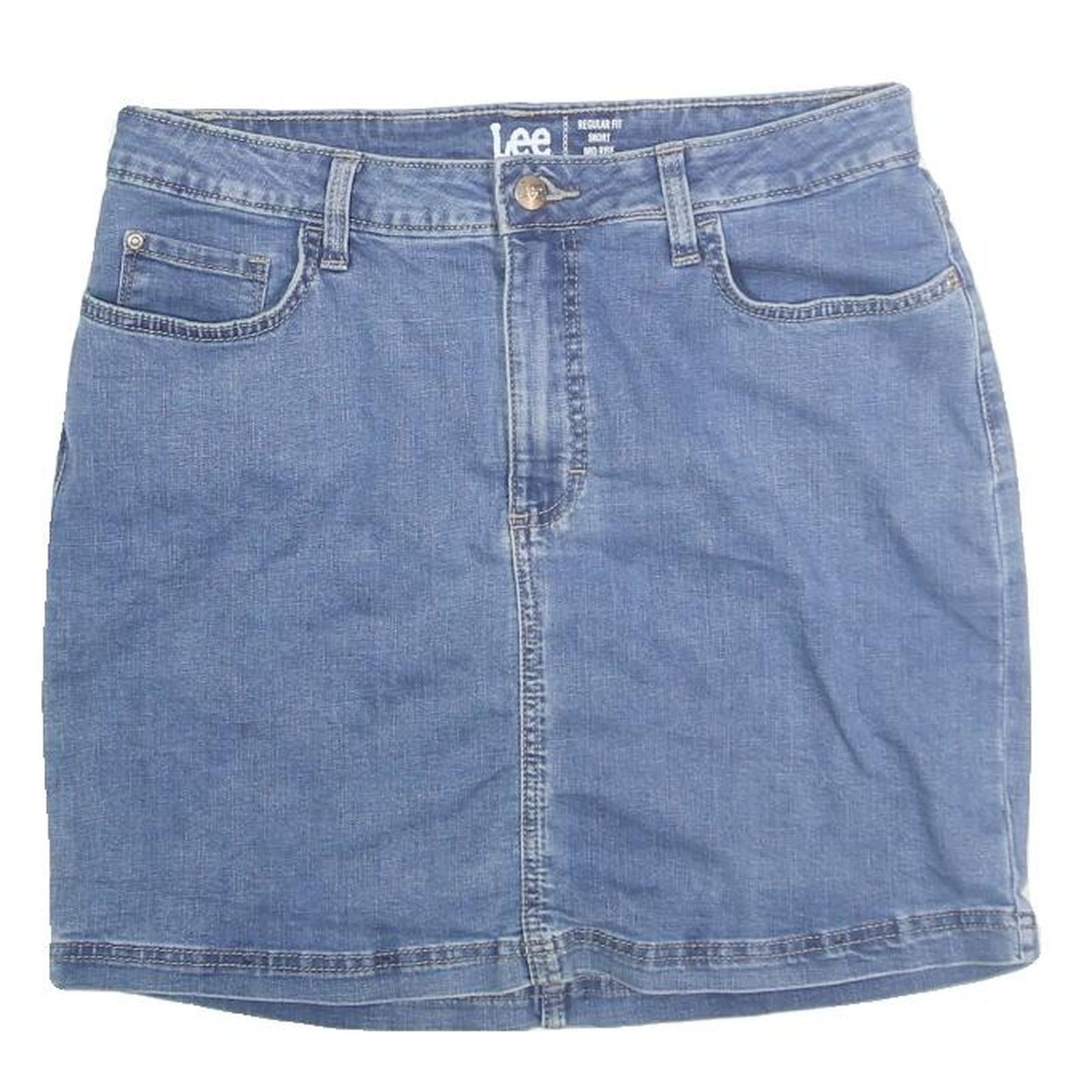 LEE Womens Blue Denim Mini Cotton Skirt M Casual Summer Classic Fit Zip Refurbished - N/A refurbished available on Cerqular