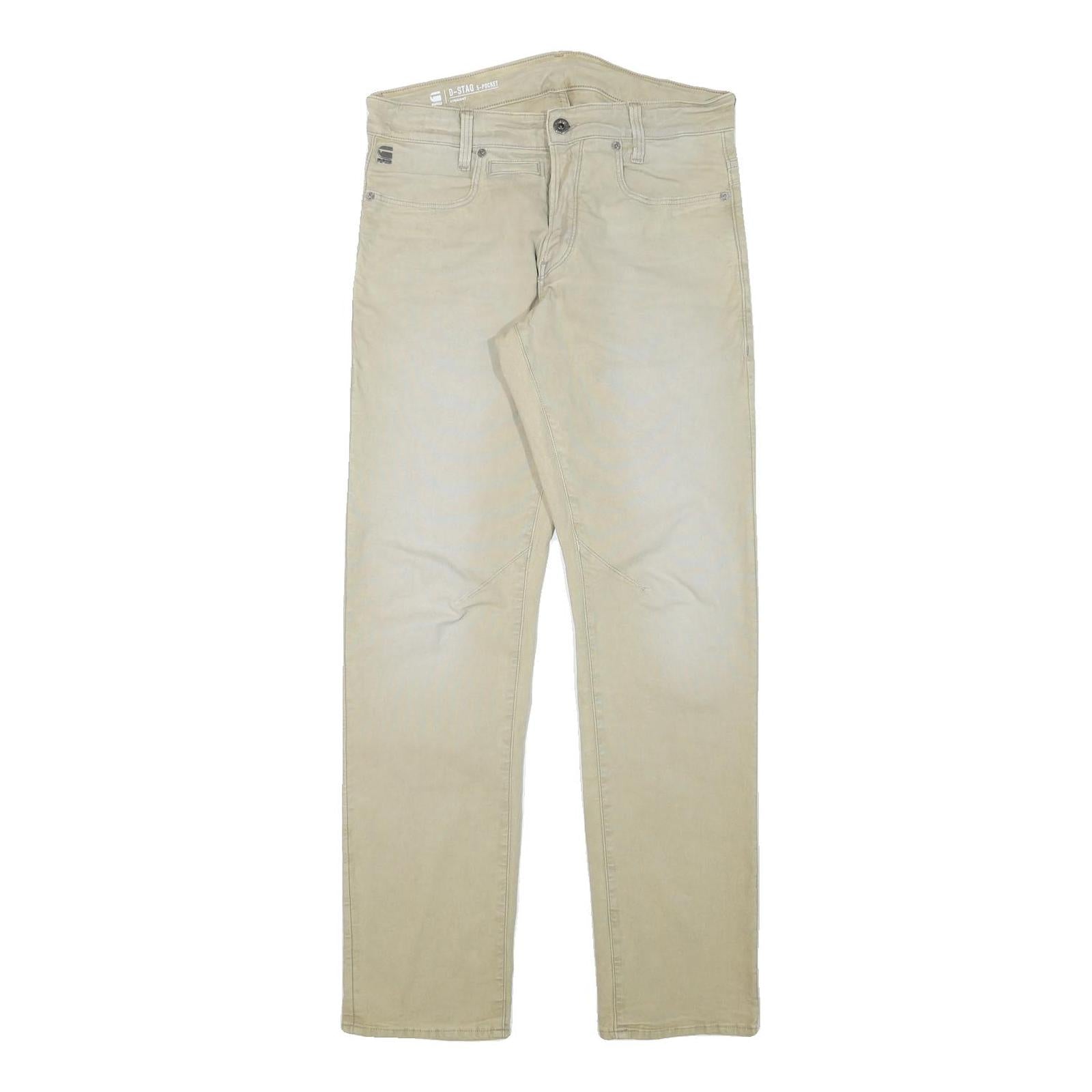 G-STAR Mens Regular Fit Beige Cotton Blend Trousers W31 L32 Casual Zip Closure Refurbished - N/A refurbished available on Cerqular