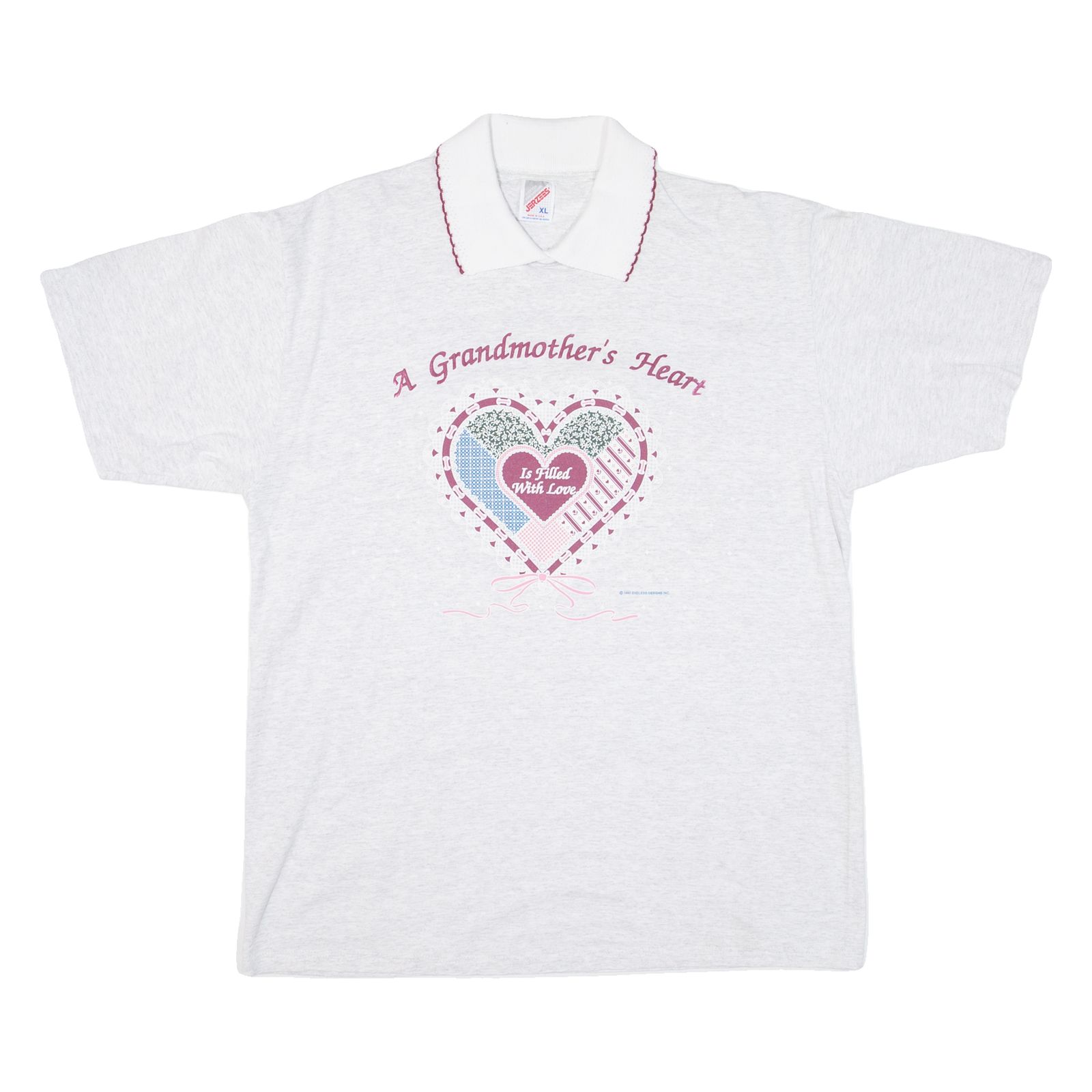 JERZEES A Grandmother's Heart Womens T-Shirt Grey Collared XL Refurbished - N/A refurbished available on Cerqular