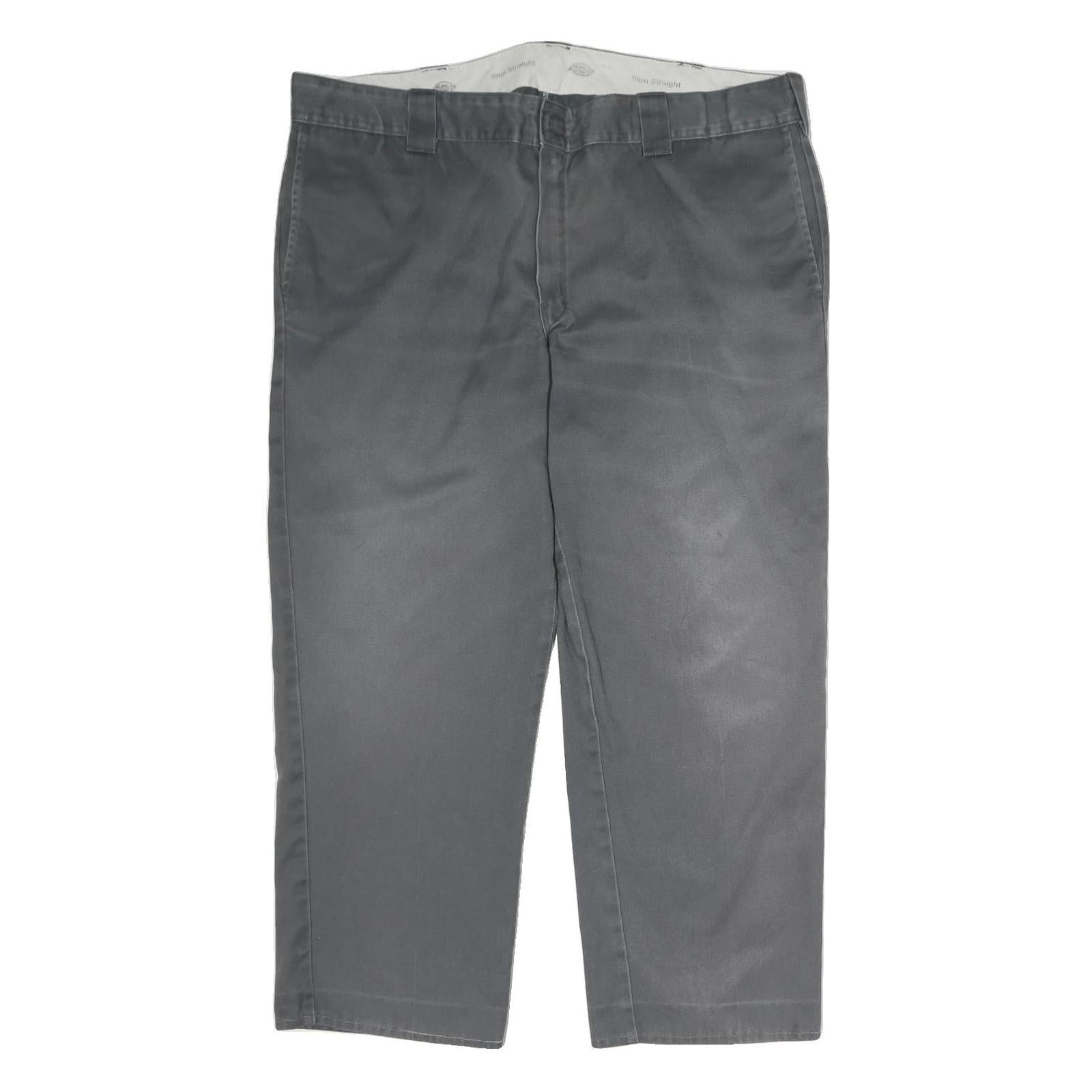 DICKIES Mens Cotton Grey Regular Straight Trousers W40 L27 Workwear Zip Closure Refurbished - N/A refurbished available on Cerqular