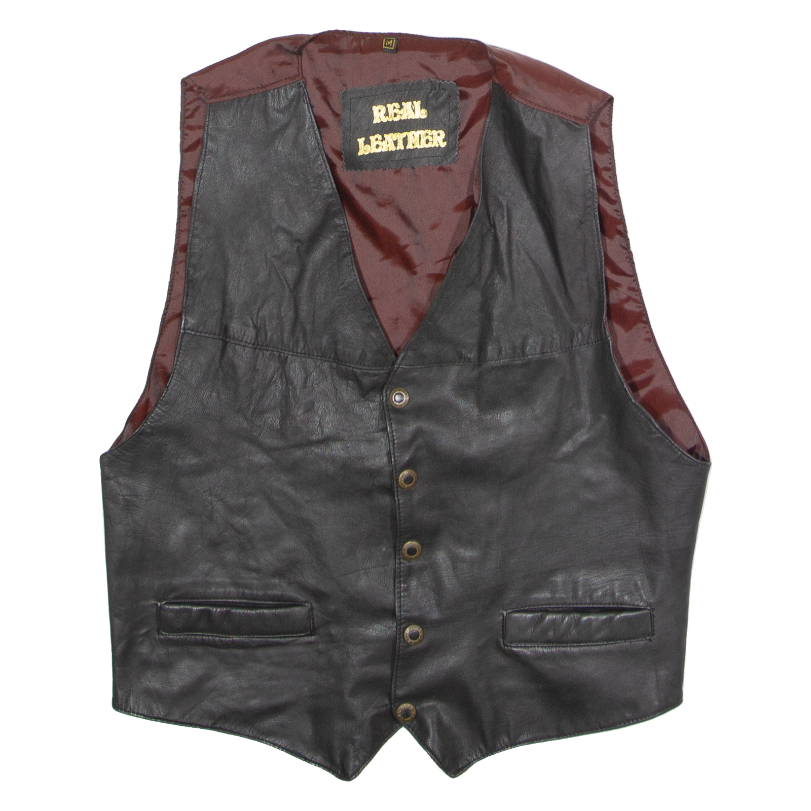 Mens Waistcoat Black Leather 90s M Refurbished - N/A refurbished available on Cerqular