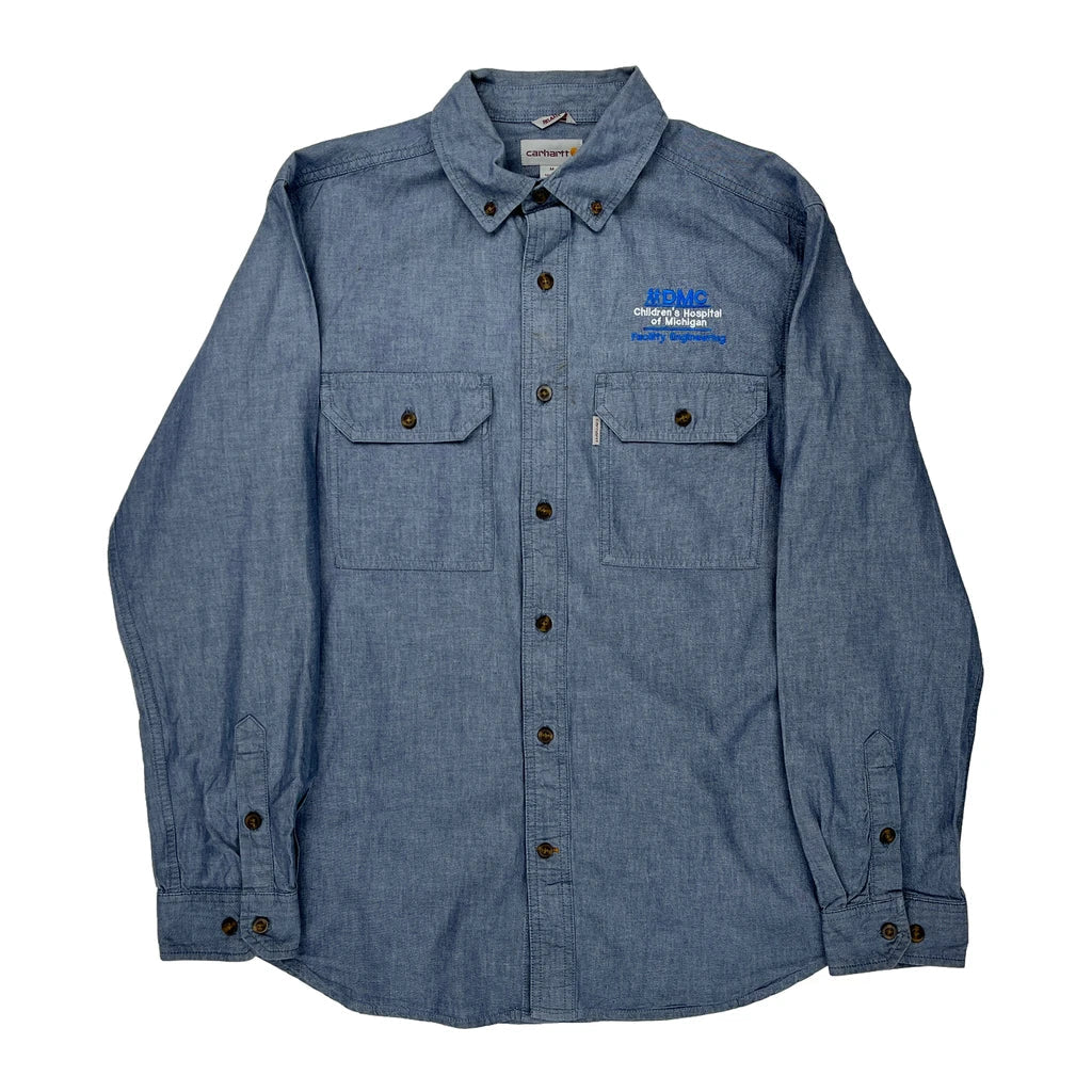 Children'S Hospital Of Michigan Carhartt Shirt - Medium Blue Cotton Refurbished - Thrifted (note: this is a term often used to describe second- refurbished available on Cerqular