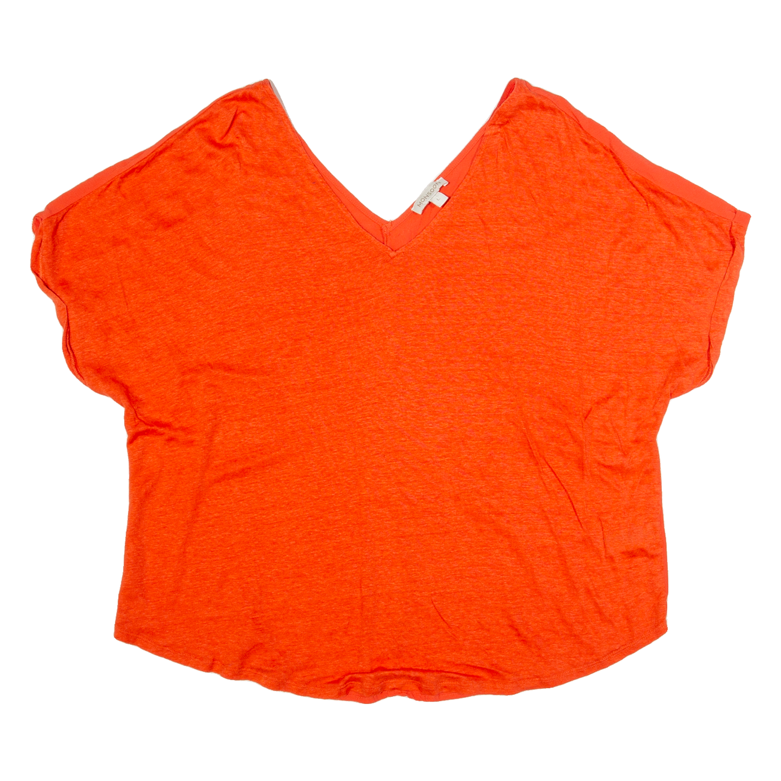 MONSOON Womens Top Red V-Neck Linen L Refurbished - N/A refurbished available on Cerqular