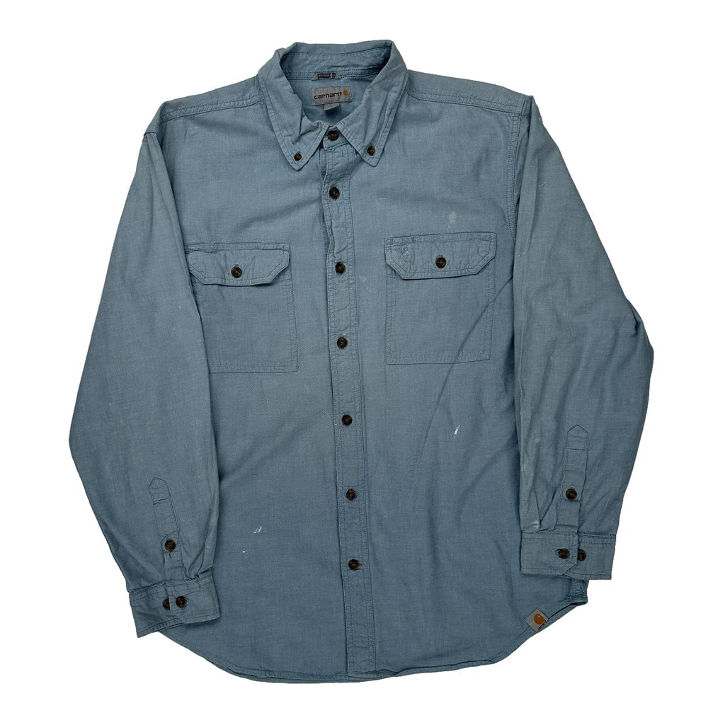 Carhartt Shirt - Large Blue Cotton Refurbished - Thrifted (note: this is a term often used to describe second- refurbished available on Cerqular
