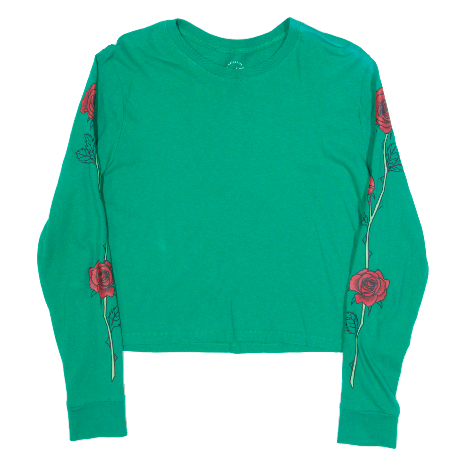 HOLLISTER Cropped Graphic Tee Womens T-Shirt Green Long Sleeve XS Refurbished - N/A refurbished available on Cerqular