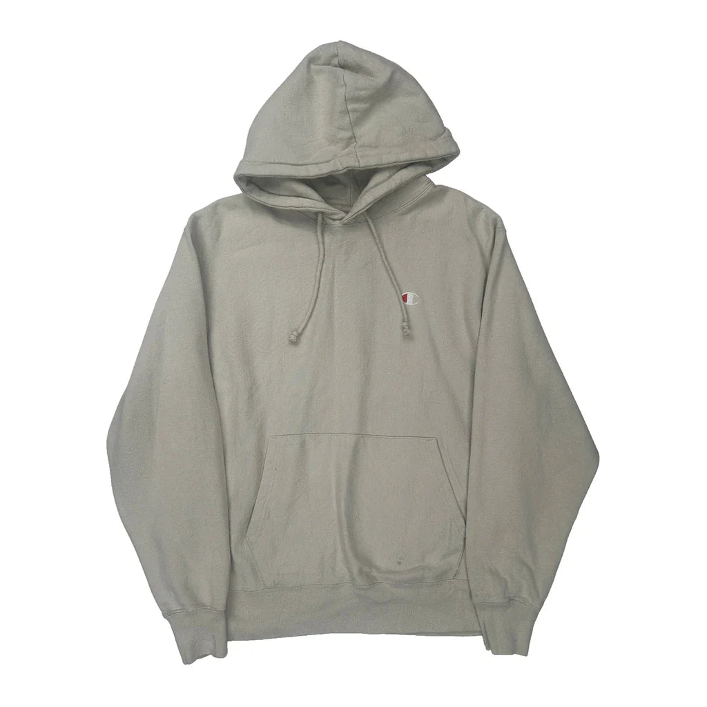 Reverse Weave Champion Hoodie - Large Beige Cotton Refurbished - Thrifted (note: this is a term often used to describe second- refurbished available on Cerqular