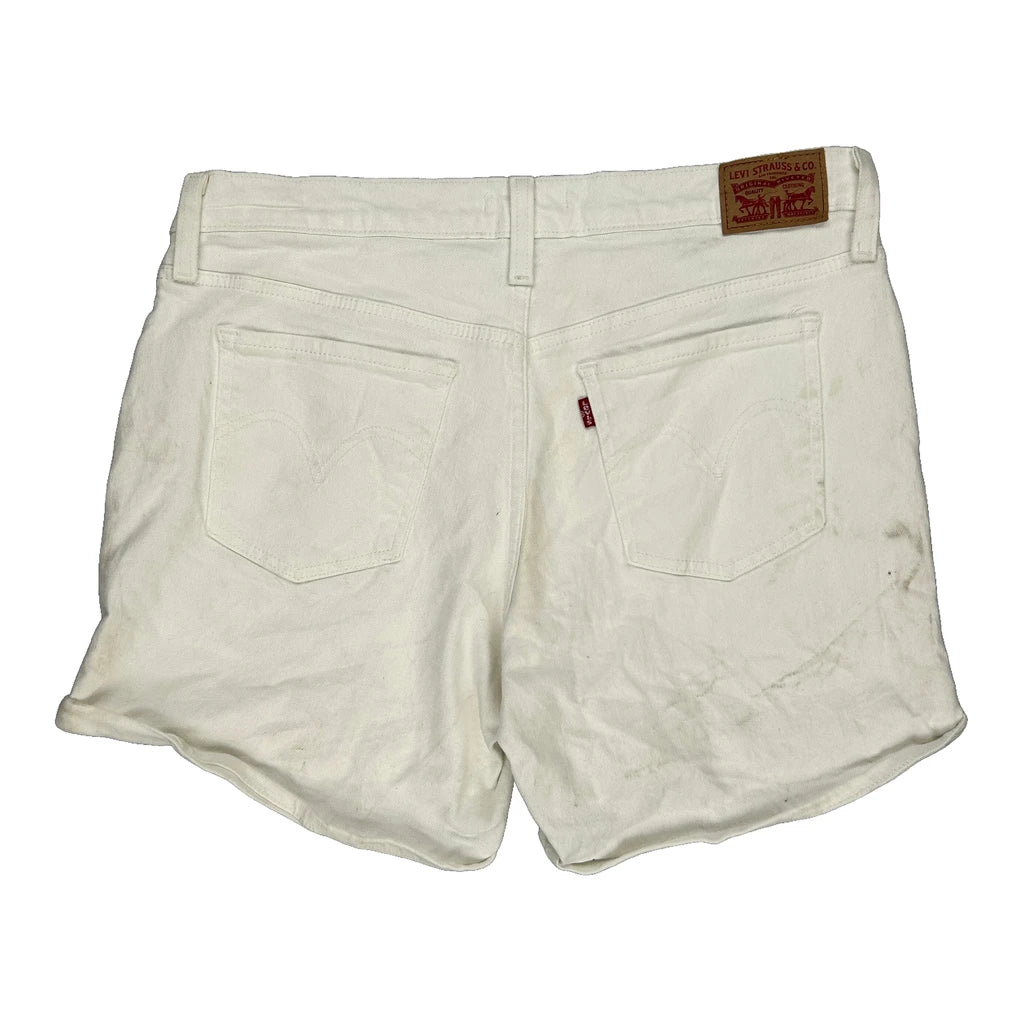 Levis Denim Shorts - 32W UK 12 White Cotton Refurbished - Thrifted (note: this is a term often used to describe second- refurbished available on Cerqular