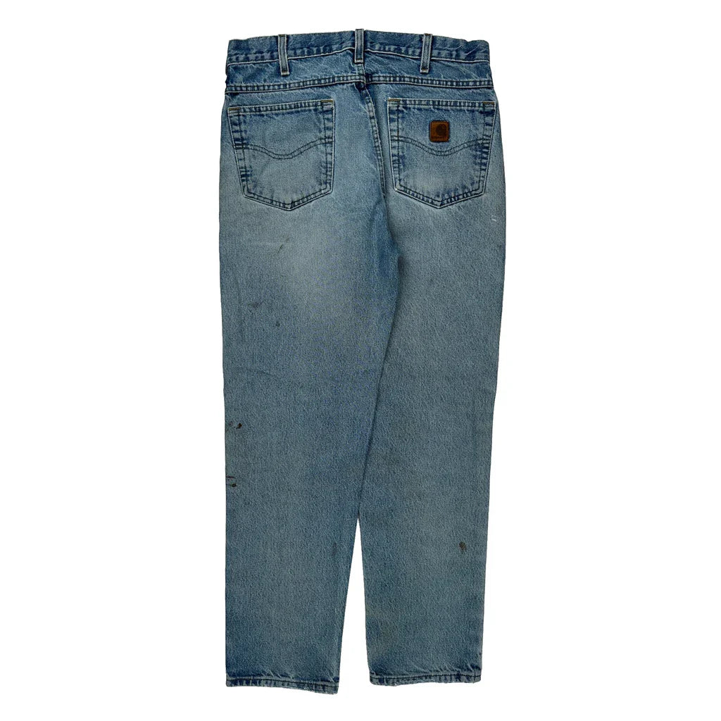 Carhartt Jeans - 32W 29L Light Wash Cotton Refurbished - Thrifted (note: this is a term often used to describe second- refurbished available on Cerqular