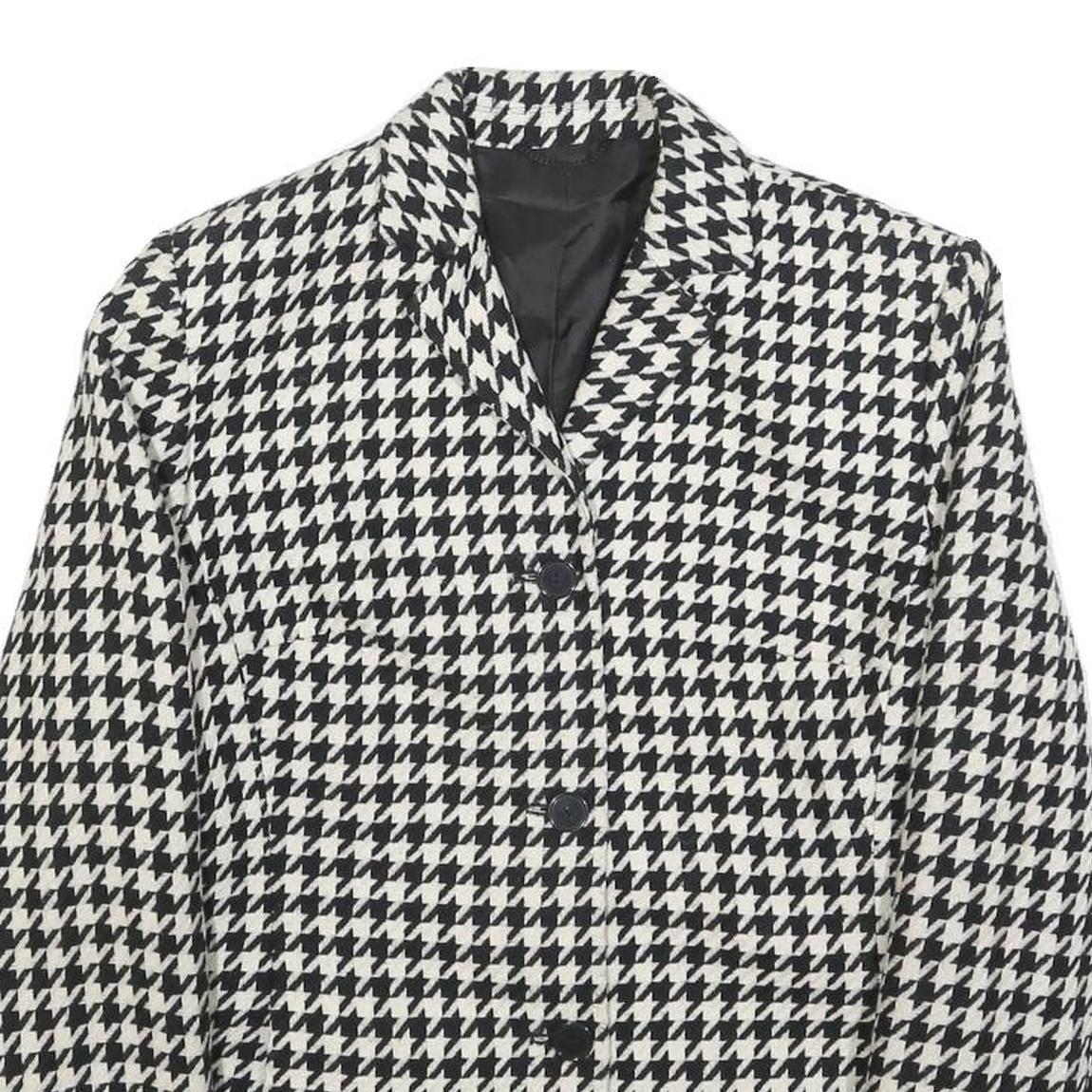 TOWN Womens Black & White Houndstooth Jacket M Wool Blend Button Closure Classic Refurbished - N/A refurbished available on Cerqular