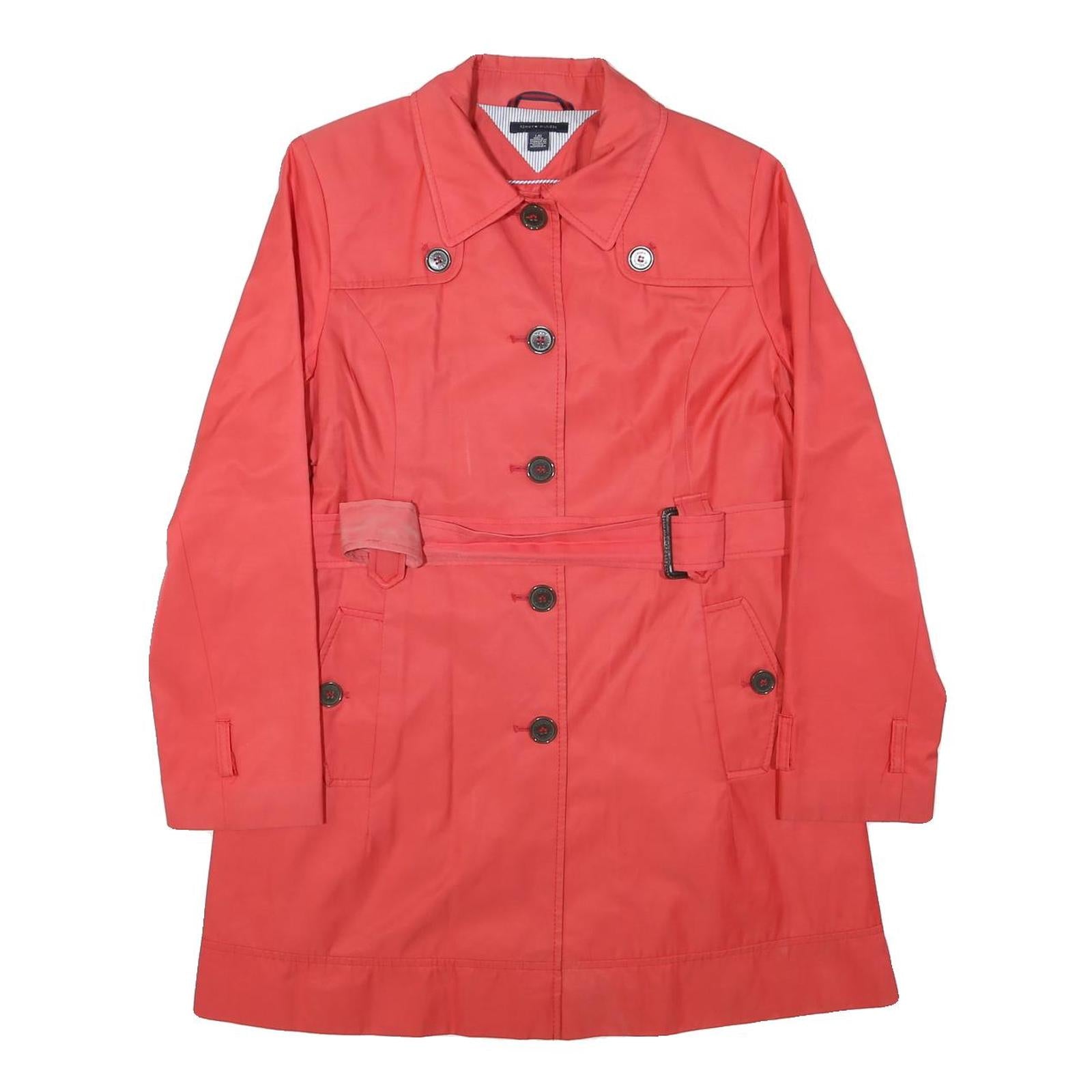 TOMMY HILFIGER Womens Red Jacket L Polyester Blend Plain Button Fastening Coat Refurbished - N/A refurbished available on Cerqular