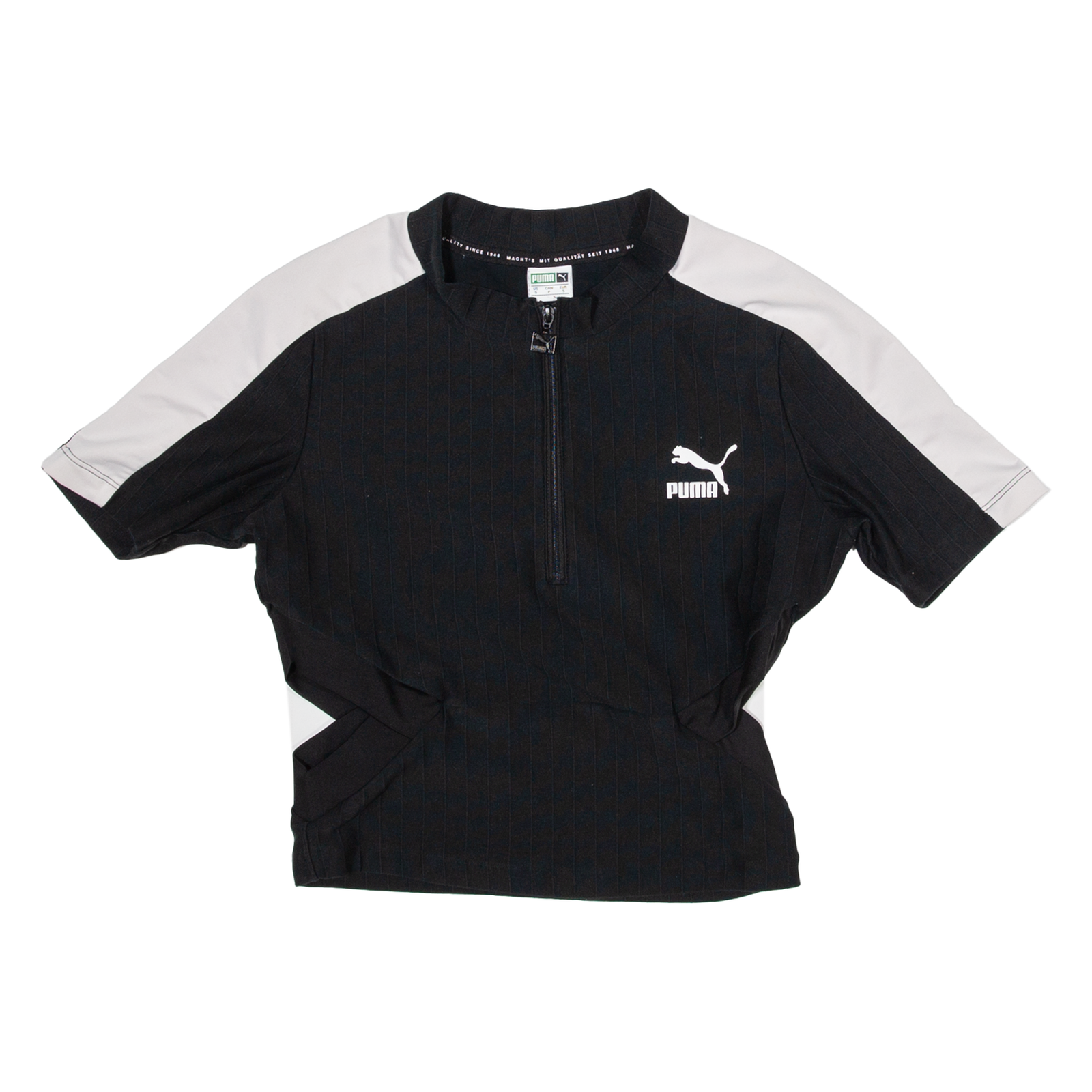 PUMA Womens T-Shirt Black 1/4 Zip S Refurbished - N/A refurbished available on Cerqular