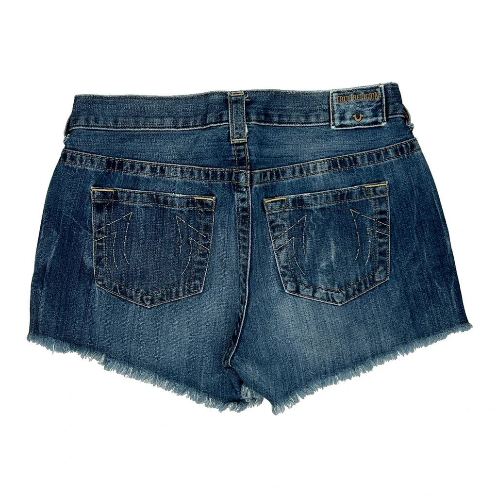 True Religion Denim Shorts - 32W UK 12 Blue Cotton Refurbished - Thrifted (note: this is a term often used to describe second- refurbished available on Cerqular