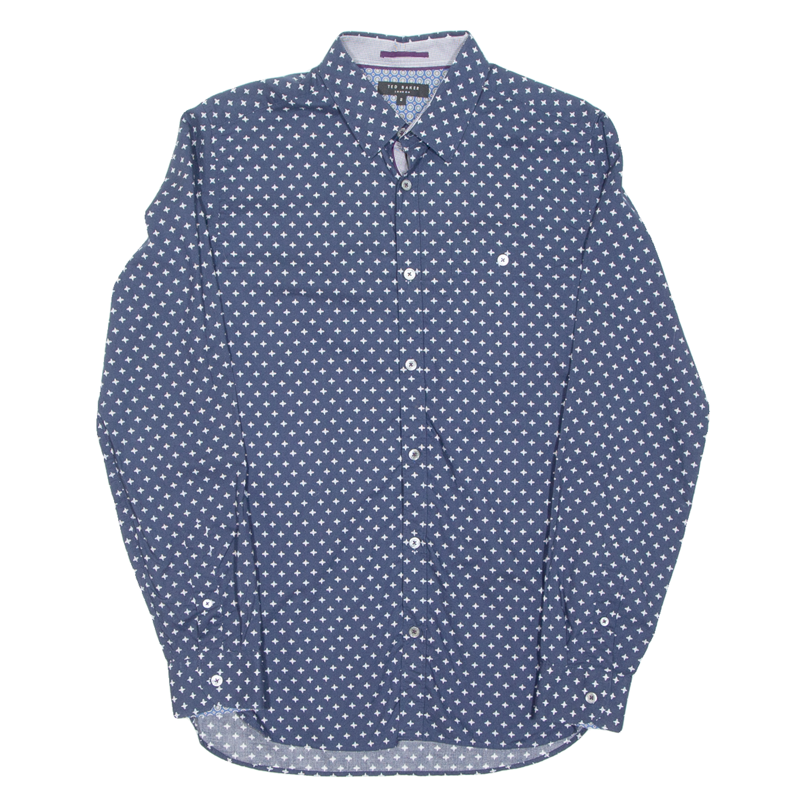 TED BAKER Mens Shirt Blue Spotted Long Sleeve XS Refurbished - N/A refurbished available on Cerqular