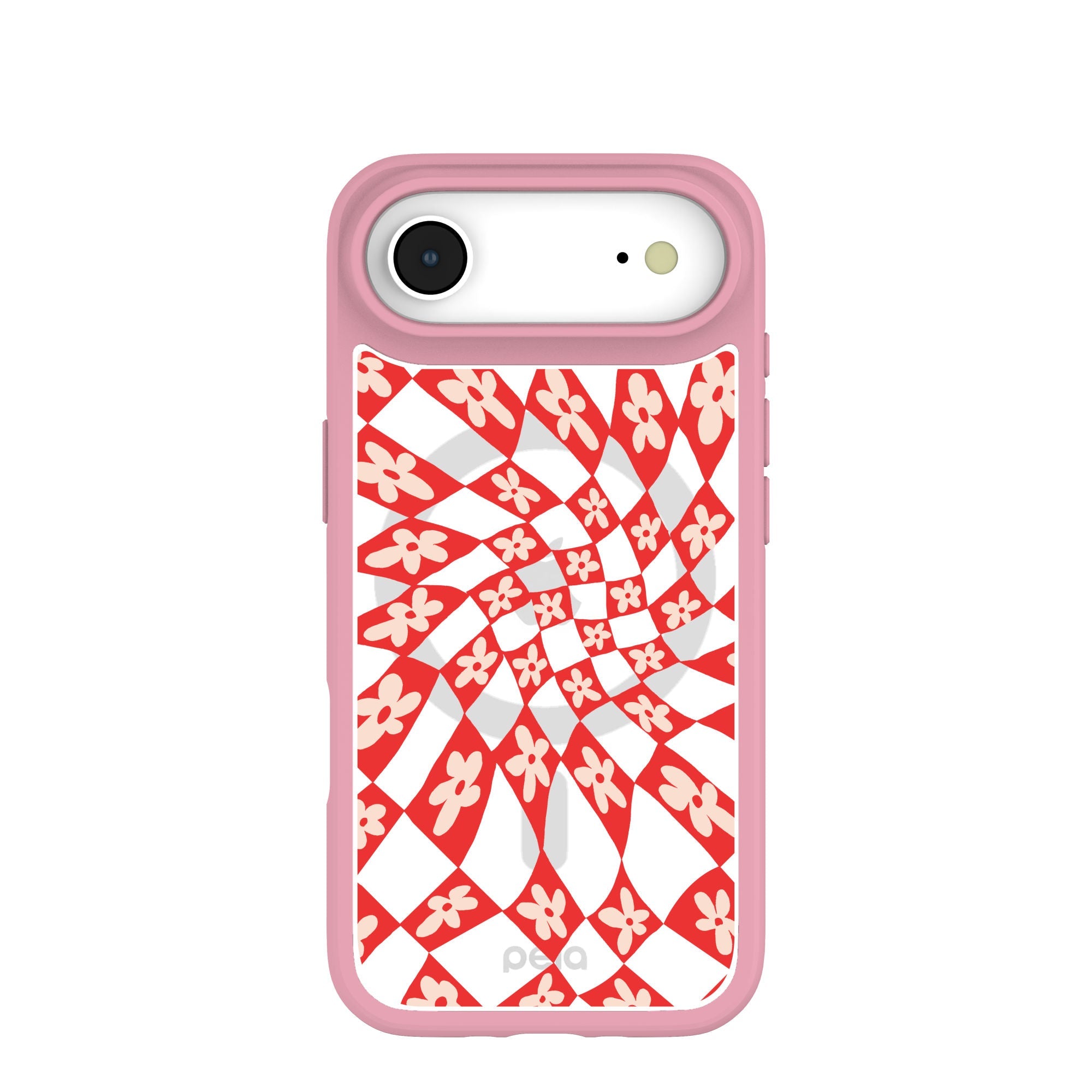 Clear Funky Fleurs iPhone Air Case With Petal Pink Ridge (MagSafe included) Refurbished - Pela Case refurbished available on Cerqular
