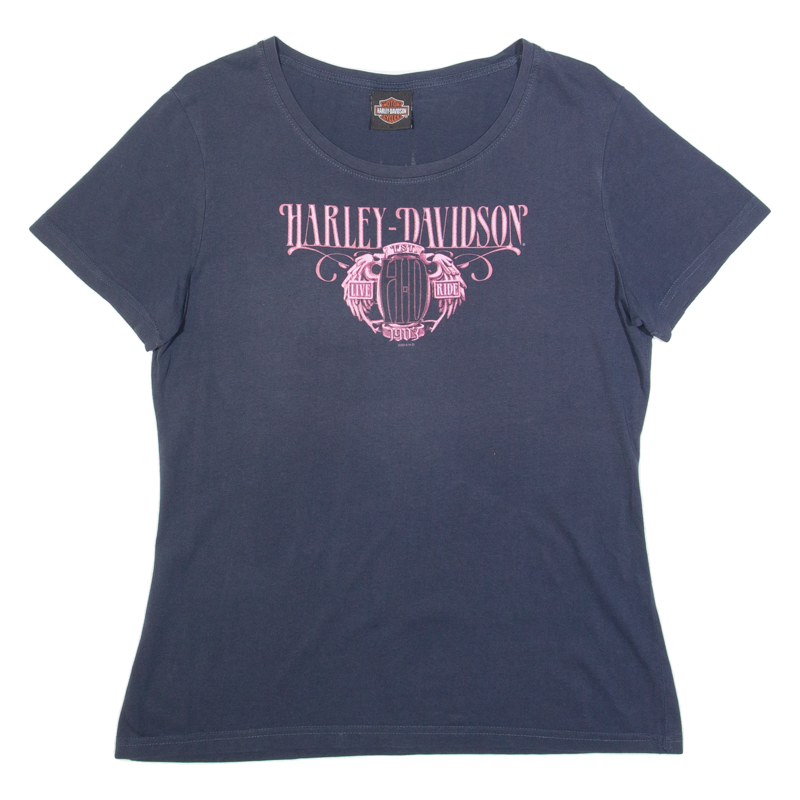 HARLEY DAVIDSON Switzerland Womens Biker T-Shirt Blue L Refurbished - N/A refurbished available on Cerqular