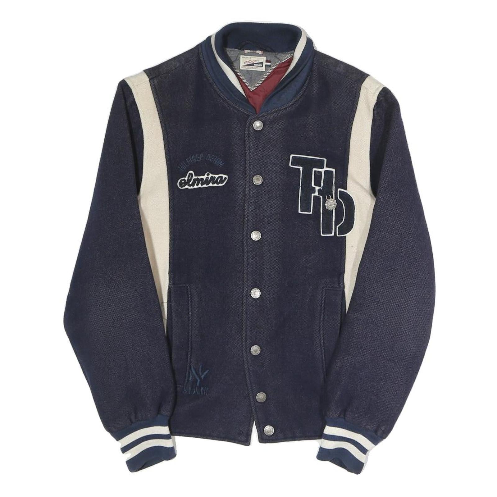 Buy HILFIGER DENIM Mens Navy & Cream Letterman Cotton Blend Jacket S Button Varsity Refurbished - $51.99 HILFIGER DENIM Mens Navy & Cream Letterman Cotton Blend Jacket S Button Varsity Refurbished - N/A refurbished available on Cerqular