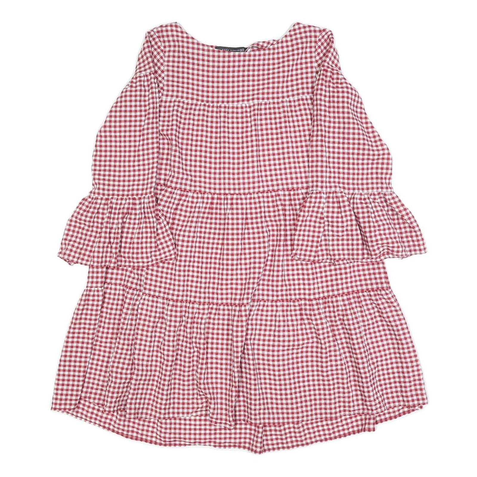 Buy ZARA Womens Red & White Gingham Day Cotton Blend Dress XS Ruffle Sleeve Short Refurbished - $23.39 ZARA Womens Red & White Gingham Day Cotton Blend Dress XS Ruffle Sleeve Short Refurbished - N/A refurbished available on Cerqular