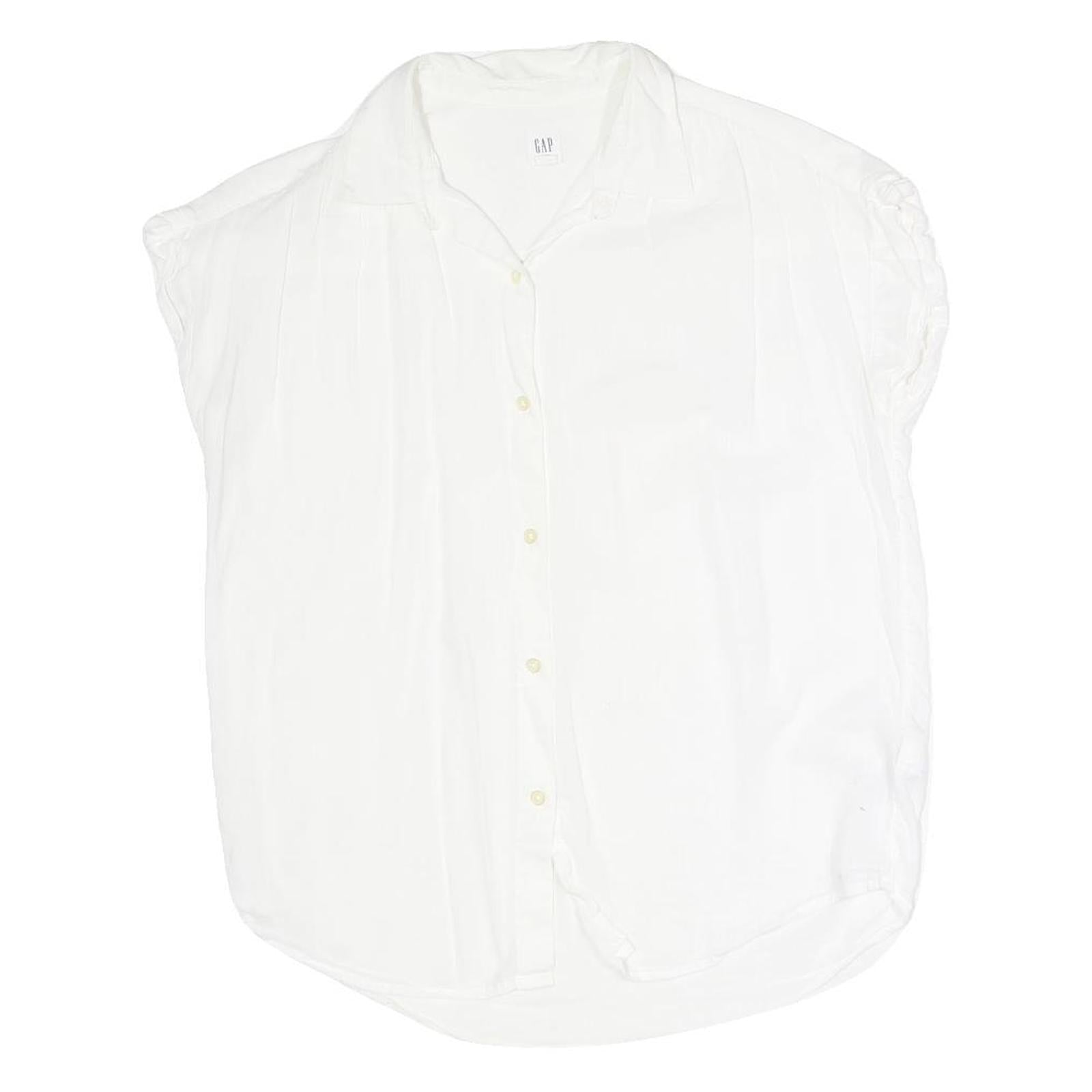 GAP Womens White Basic Cap Sleeve Collared Shirt XXS Casual Cotton Blend Refurbished - N/A refurbished available on Cerqular