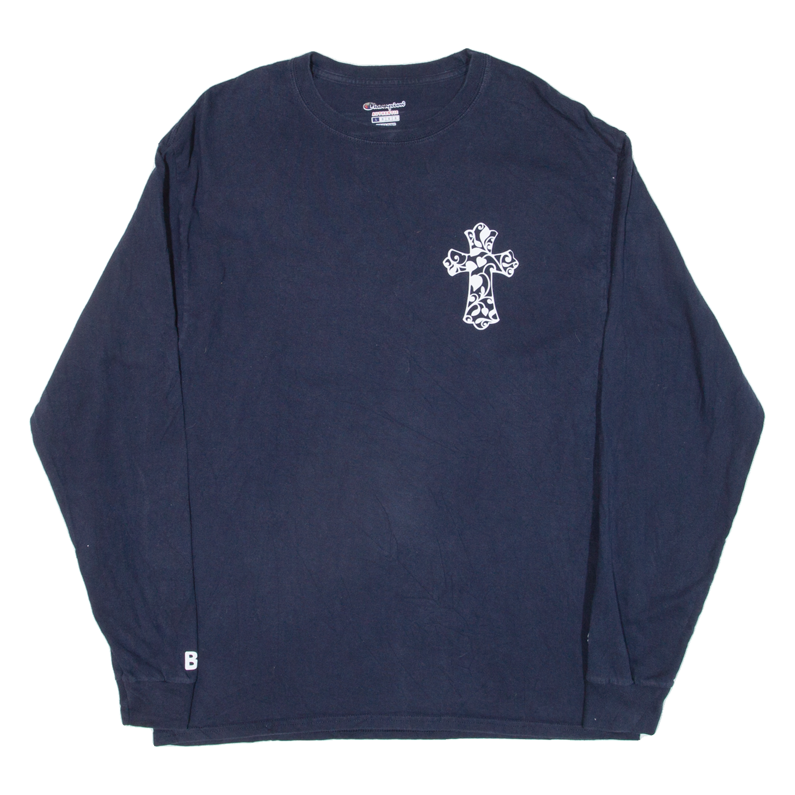 CHAMPION Jesus Mens T-Shirt Blue Long Sleeve L Refurbished - N/A refurbished available on Cerqular