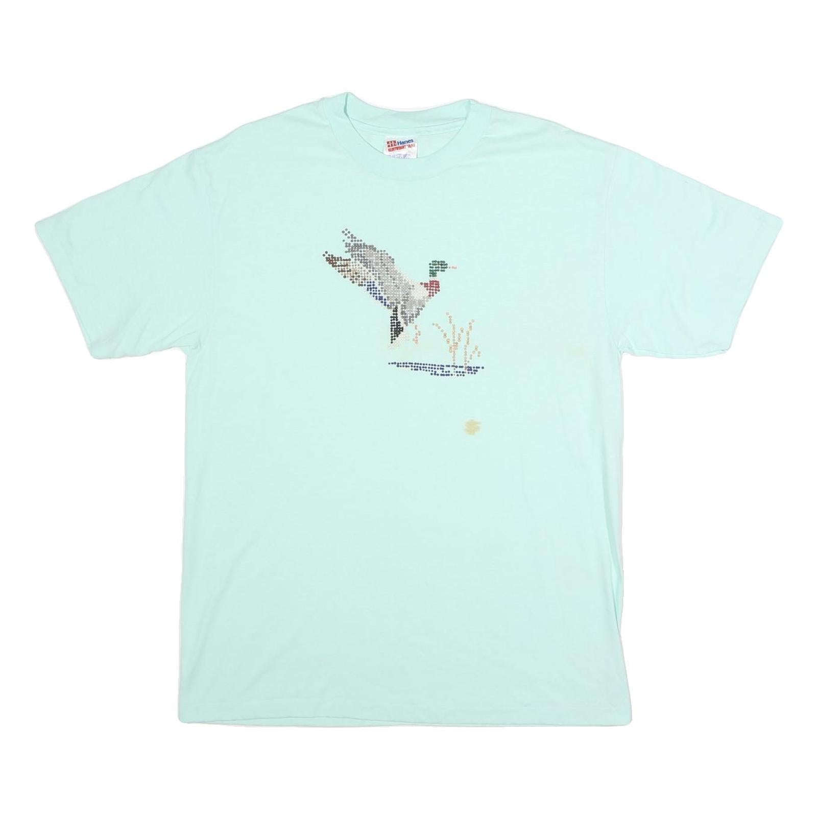 HANES Mens Light Blue Graphic T-Shirt L Short Sleeve Crew Neck Duck Print Refurbished - N/A refurbished available on Cerqular
