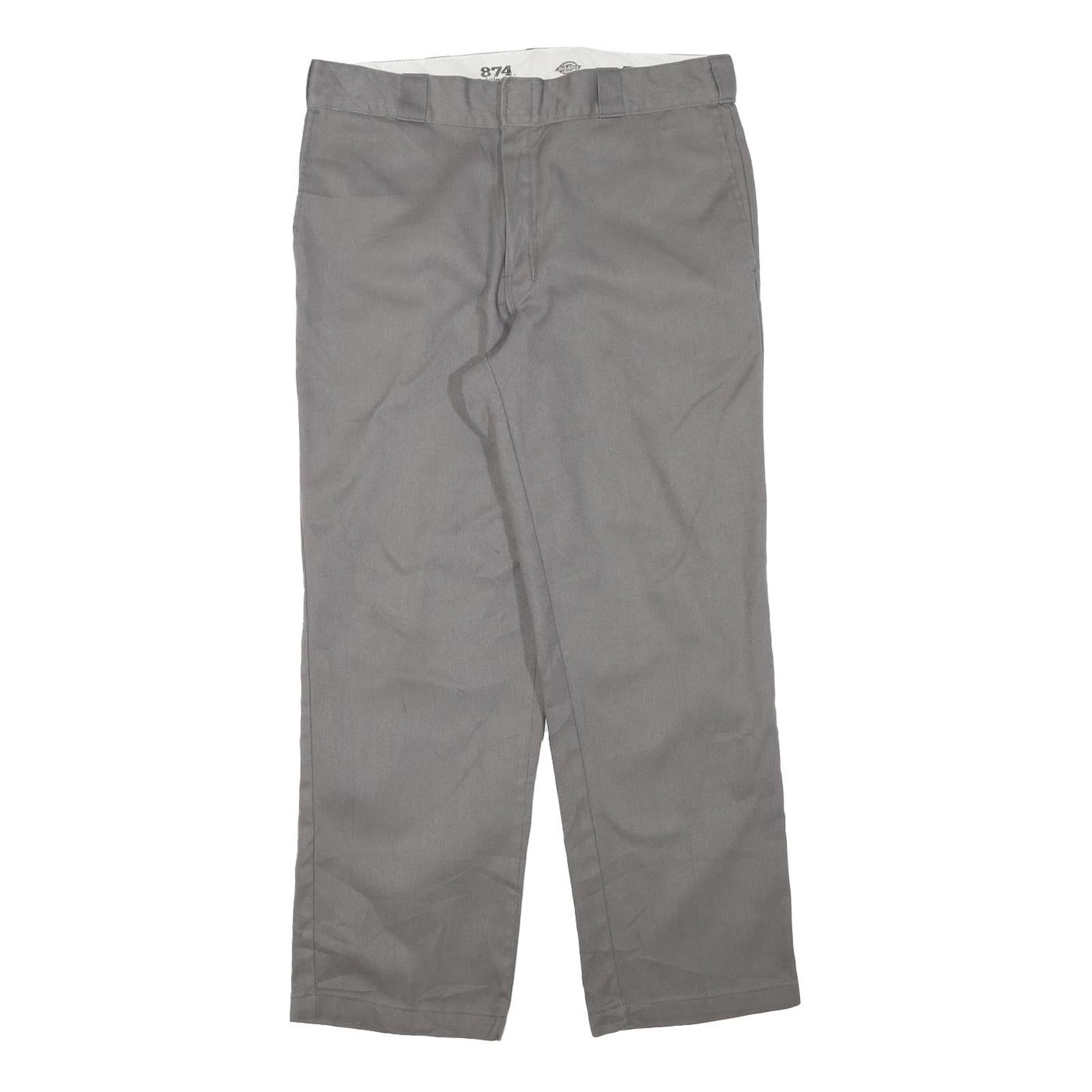 DICKIES Mens Cotton Blend Grey Regular Straight Trousers W34 L29 Workwear Refurbished - N/A refurbished available on Cerqular