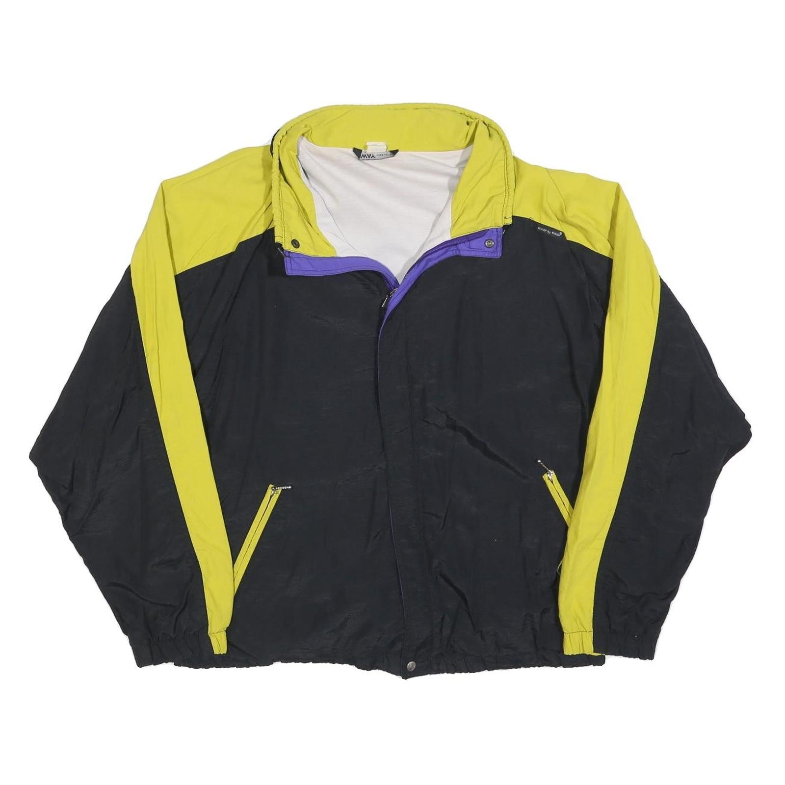 K-WAY Mens Yellow & Black Nylon Jacket M Zip Plain Retro Windbreaker Refurbished - N/A refurbished available on Cerqular