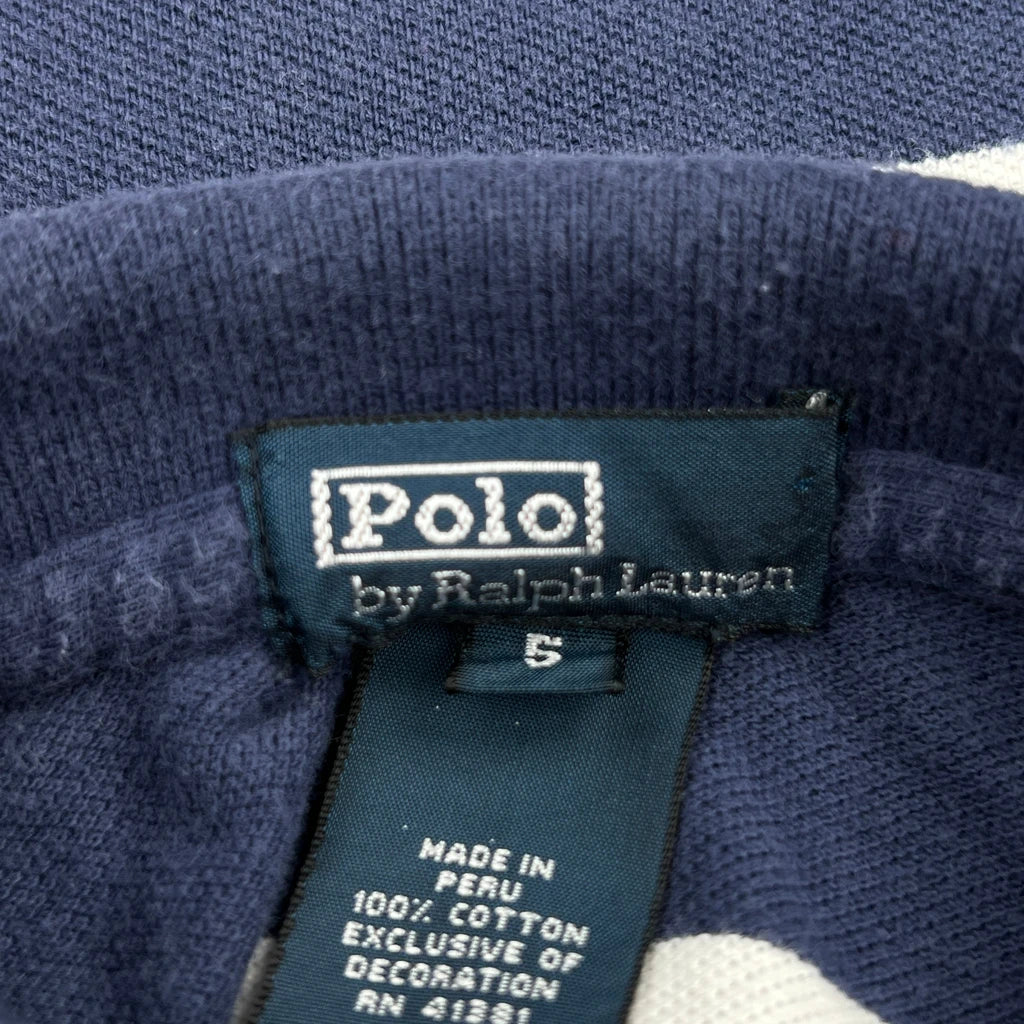 Age 4 Polo By Ralph Lauren Striped Polo Shirt - XS Navy Cotton Refurbished - Thrifted (note: this is a term often used to describe second- refurbished available on Cerqular
