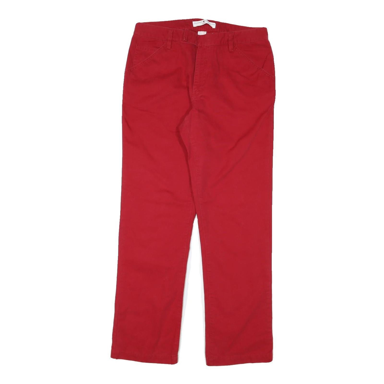 TOMMY HILFIGER Womens Cotton Blend Red Regular Fit Straight Trousers W31 L30 Refurbished - N/A refurbished available on Cerqular