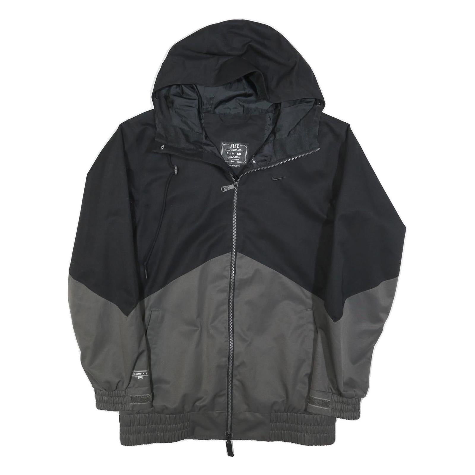 NIKE Mens Black & Grey Zip Hooded Polyester Blend Jacket S Storm-Fit Refurbished - N/A refurbished available on Cerqular