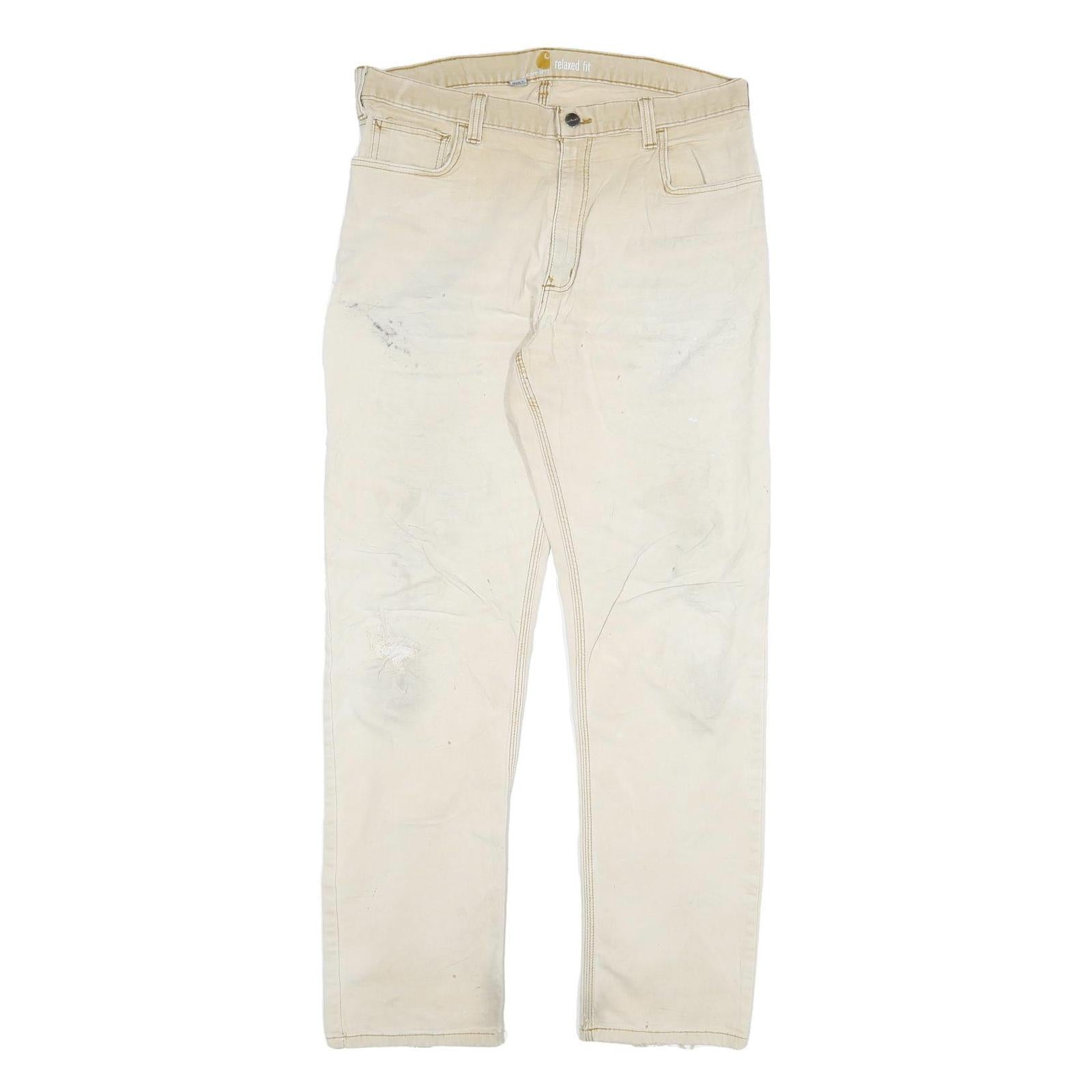 CARHARTT Mens Jeans Beige Regular Straight Denim W36 L34 Casual Workwear Durable Refurbished - N/A refurbished available on Cerqular