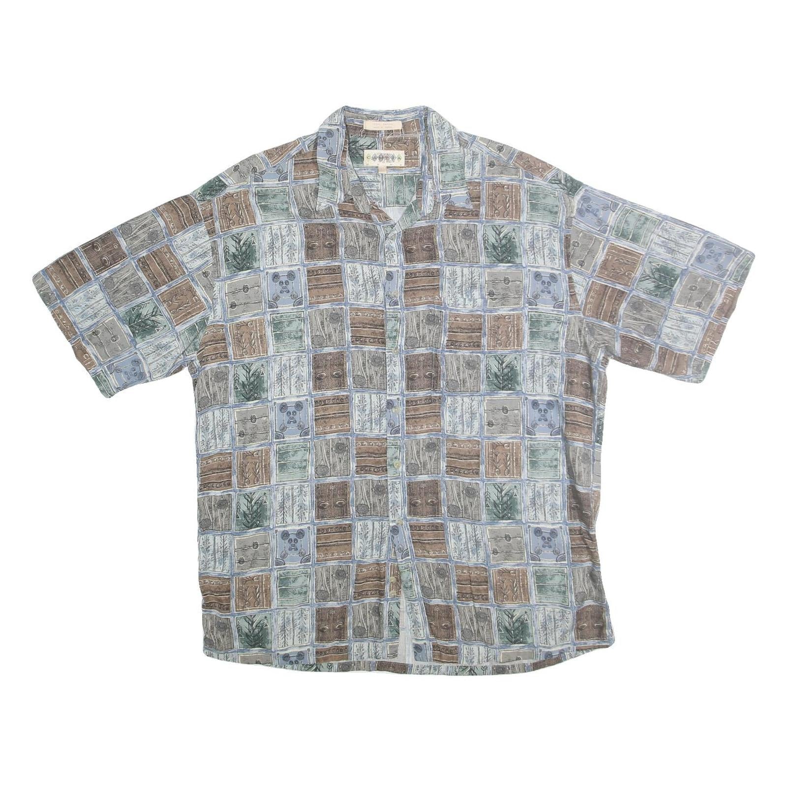 CAMPIA MODA Mens Blue Green & Brown Patterned Cotton Shirt XL Casual Holiday Refurbished - N/A refurbished available on Cerqular