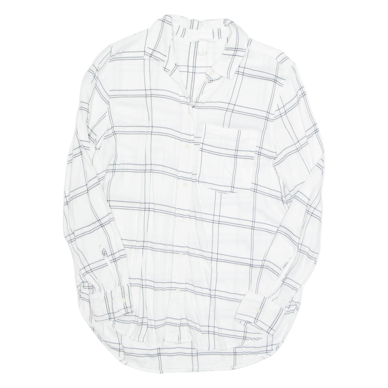 H&M Womens Printed Shirt White Collared Long Sleeve Check UK 8 Refurbished - N/A refurbished available on Cerqular