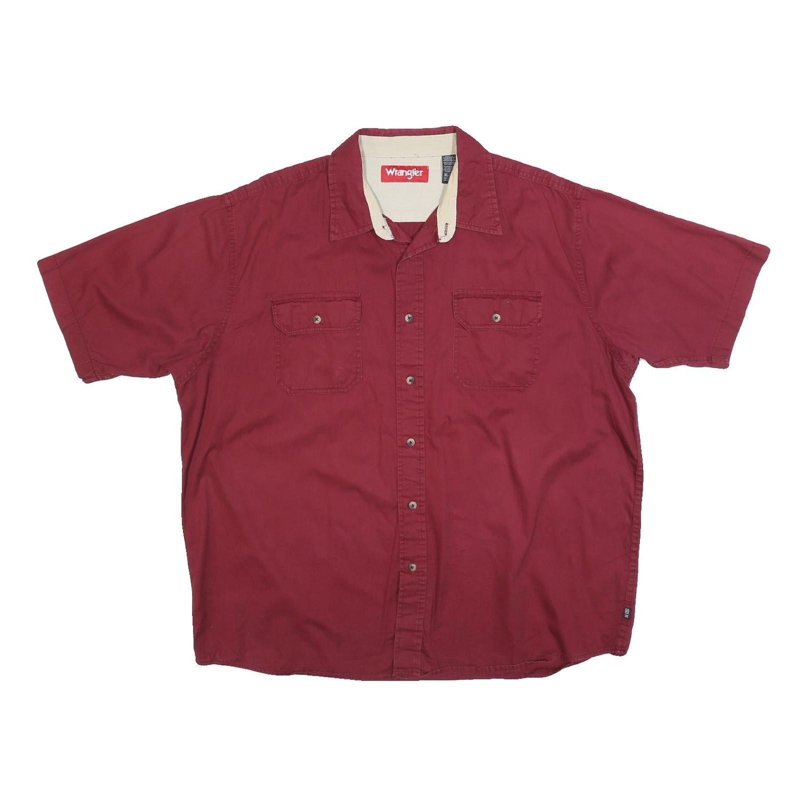WRANGLER Mens Red Cotton Blend Shirt XL Casual Button Pocket Summer Tee Refurbished - N/A refurbished available on Cerqular