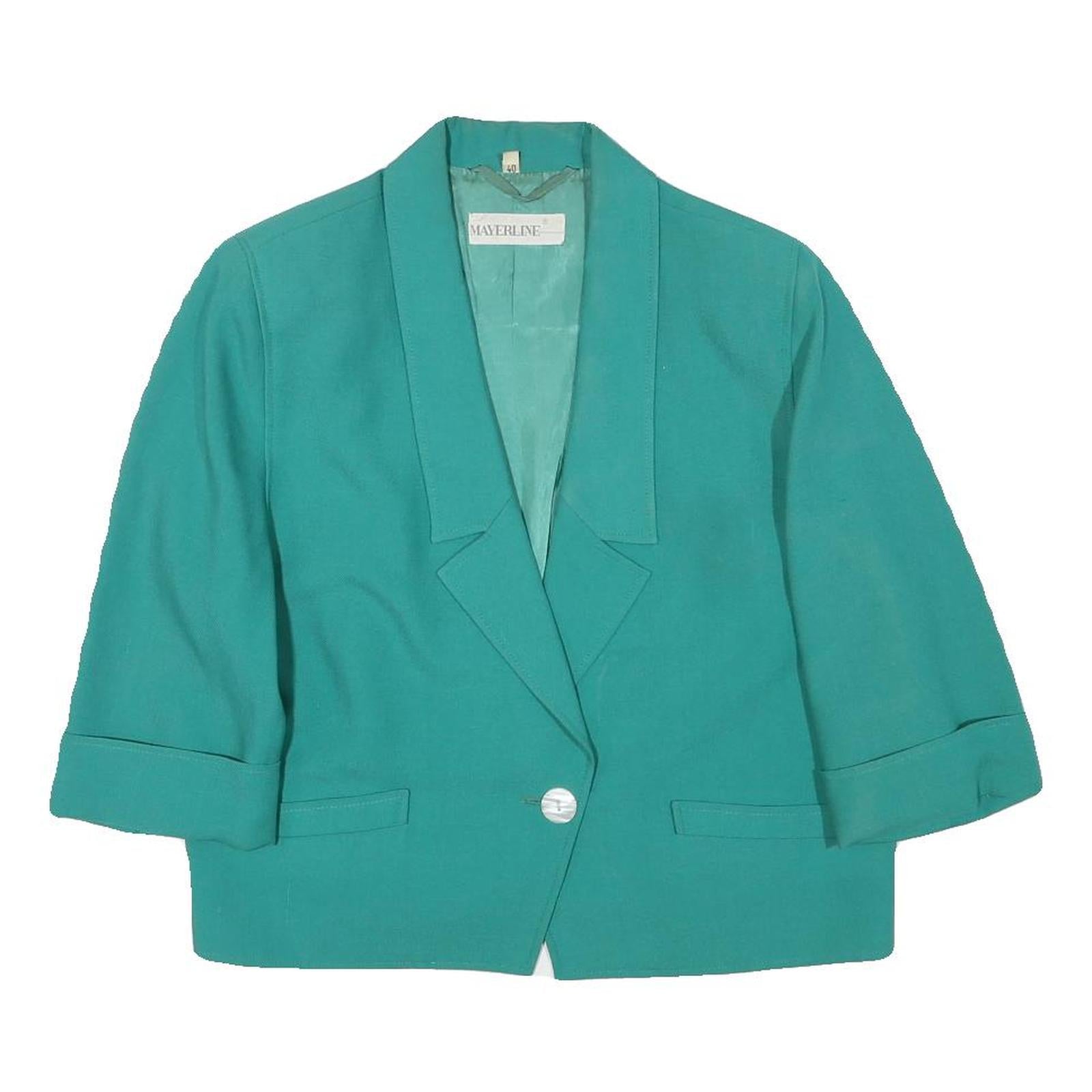 MAYERLINE Womens Green Button Jacket S Polyester Blend Classic Blazer Style Refurbished - N/A refurbished available on Cerqular