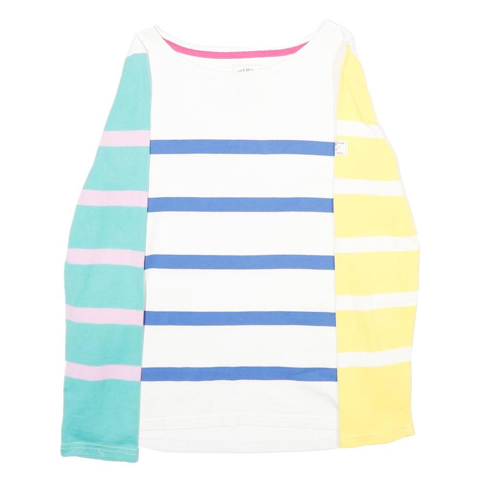 Buy JOULES Womens White Blue & Pink Yellow Stripe Long Sleeve Crew Neck T-Shirt UK Refurbished - $28.59 JOULES Womens White Blue & Pink Yellow Stripe Long Sleeve Crew Neck T-Shirt UK Refurbished - N/A refurbished available on Cerqular