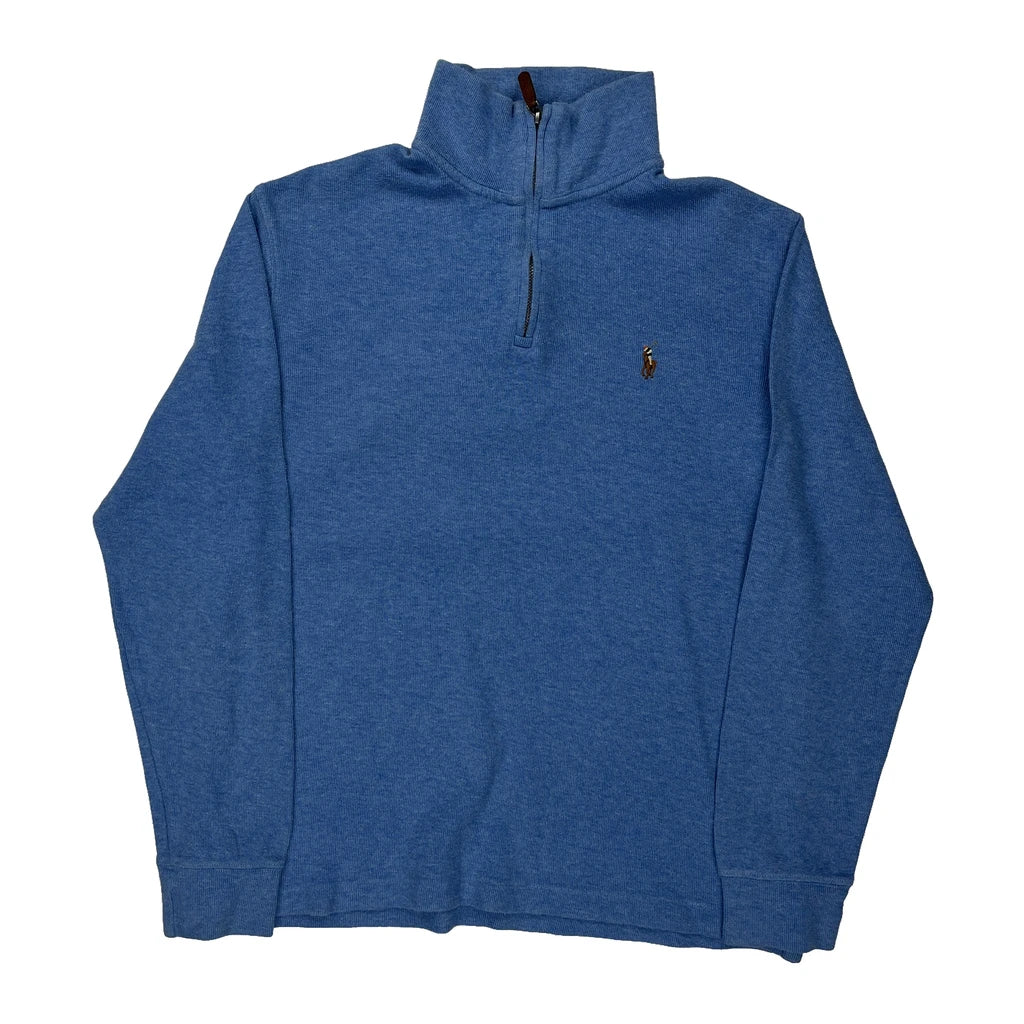Buy Polo By Ralph Lauren 1/4 Zip - Small Blue Cotton Refurbished - $73.69 Polo By Ralph Lauren 1/4 Zip - Small Blue Cotton Refurbished - Thrifted (note: this is a term often used to describe second- refurbished available on Cerqular