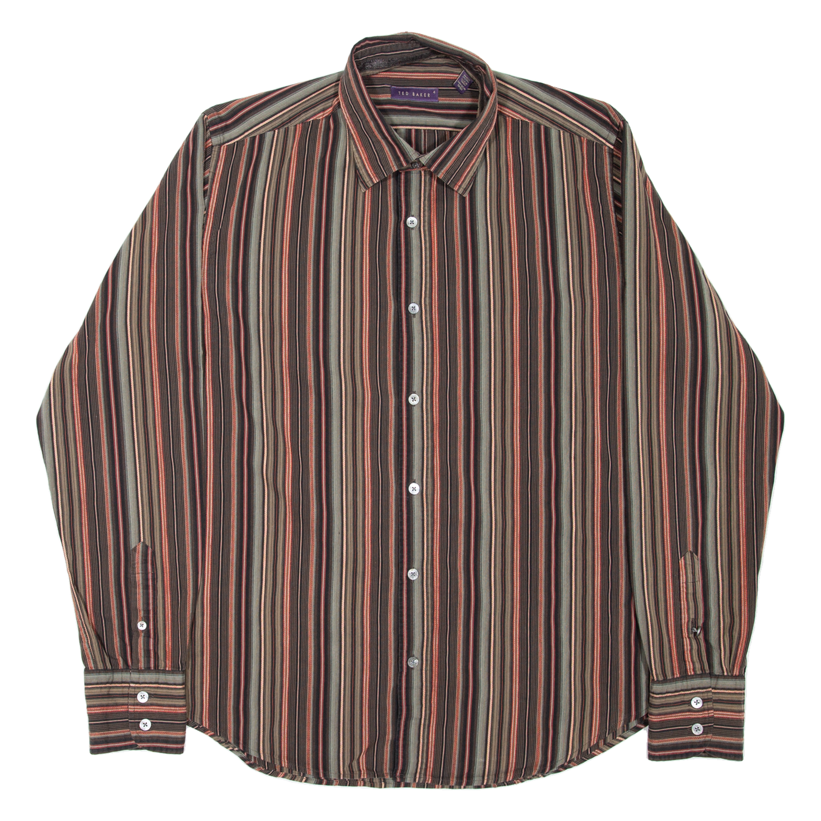 TED BAKER Mens Shirt Brown Striped Long Sleeve M Refurbished - N/A refurbished available on Cerqular