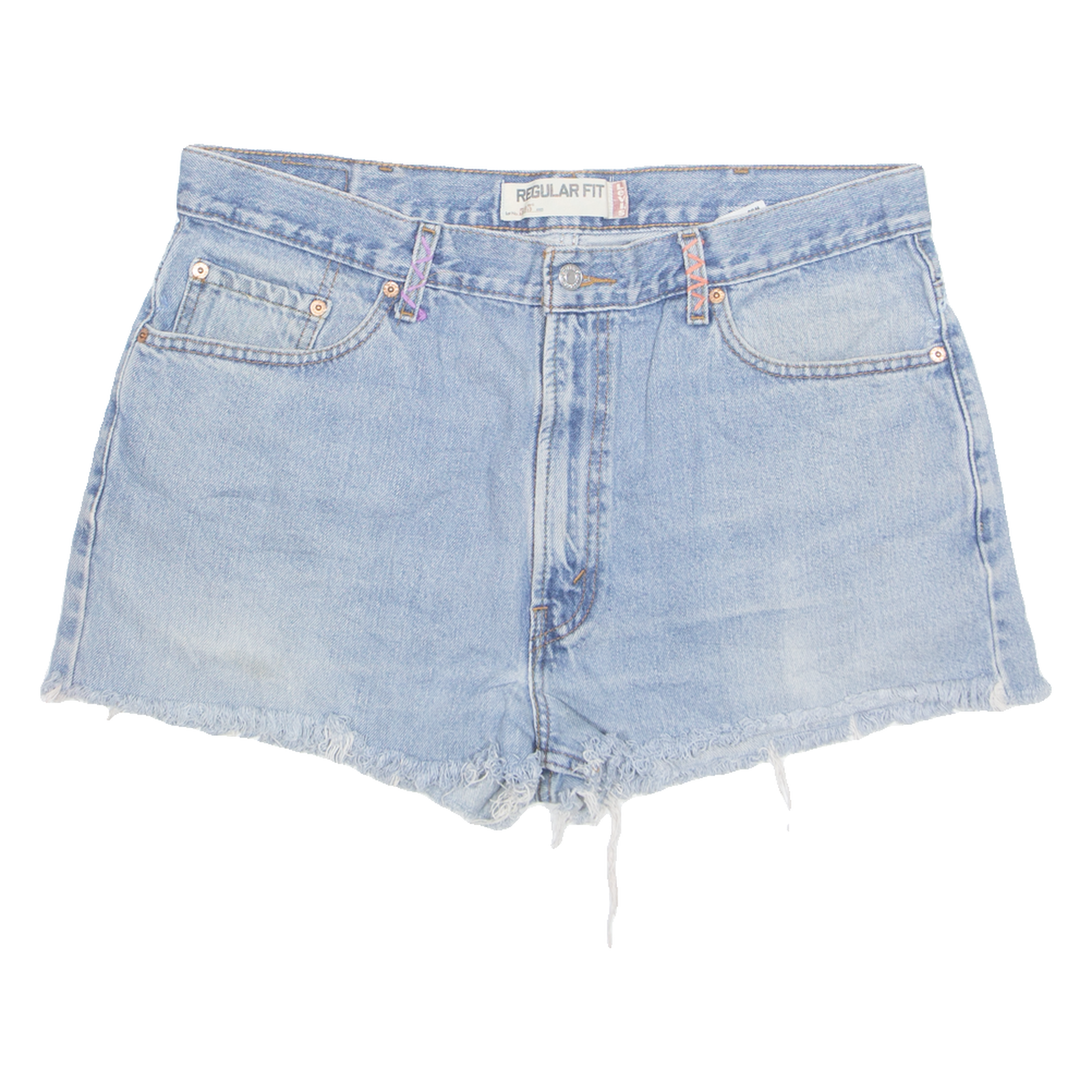 LEVI'S Floral Embroidered Cut Off 505 Womens Denim Shorts Blue XL W37 Refurbished - N/A refurbished available on Cerqular