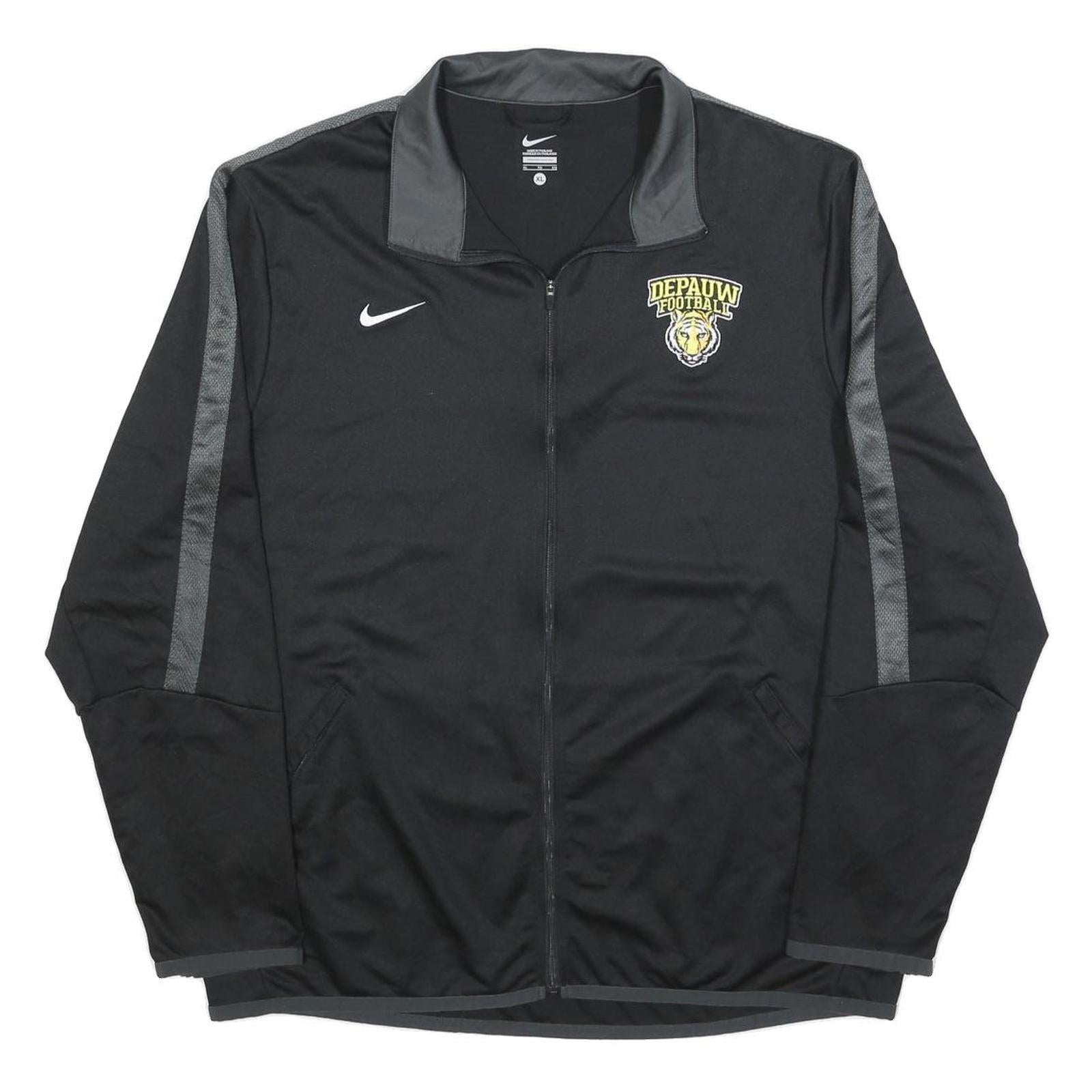 NIKE Mens Black & Grey Depauw Football Track Jacket L Polyester Blend Zip Refurbished - N/A refurbished available on Cerqular