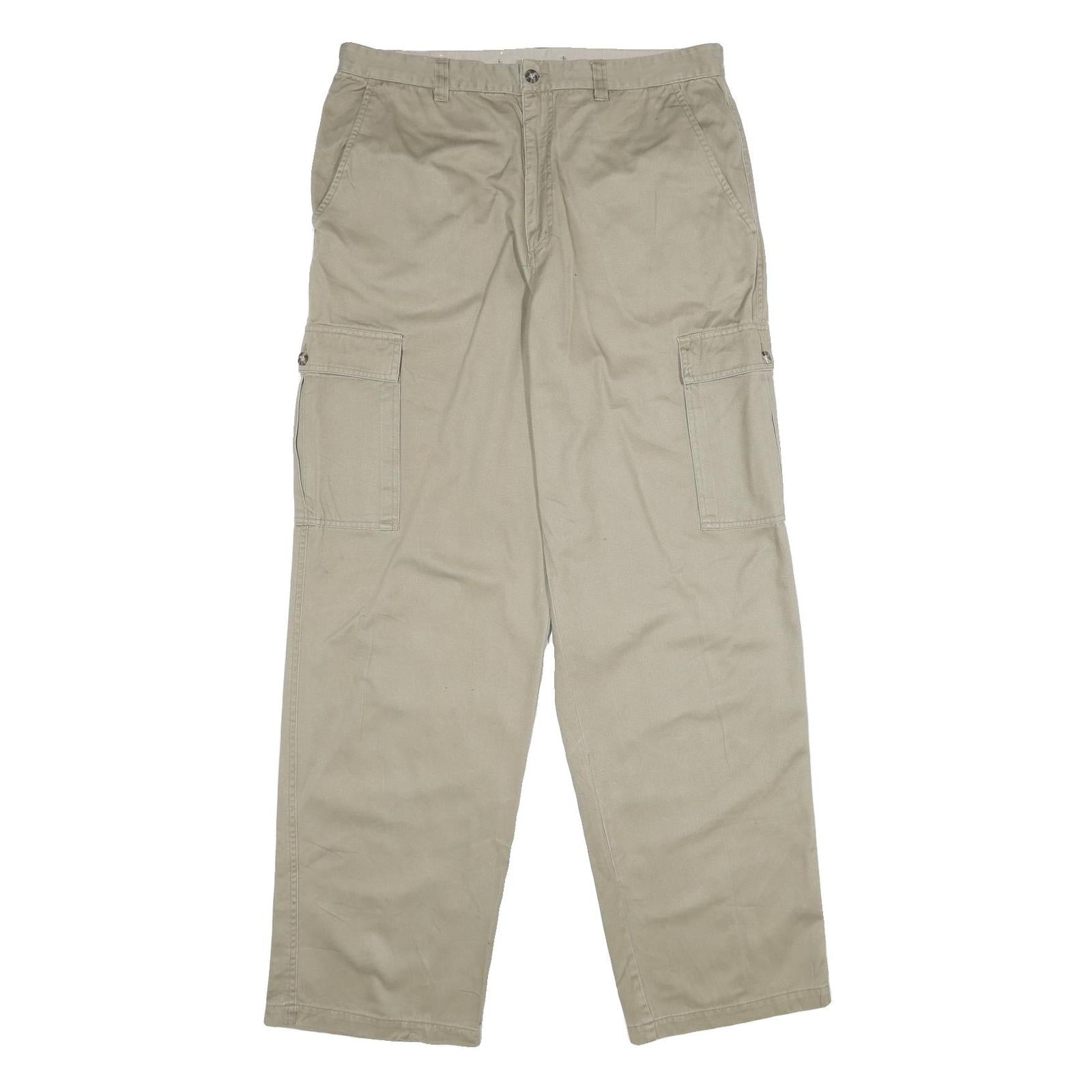 FIELDMASTER Mens Cotton Beige Regular Cargo Trousers W36 L34 Utility Zip Pockets Refurbished - N/A refurbished available on Cerqular