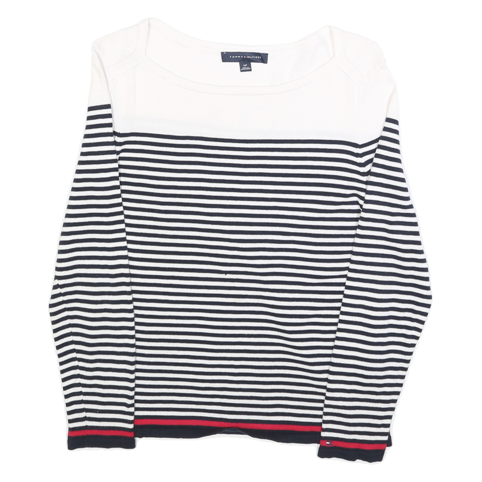 TOMMY HILFIGER Womens Navy & White Stripe Patterned Crew Neck Basic Knit Jumper Refurbished - N/A refurbished available on Cerqular