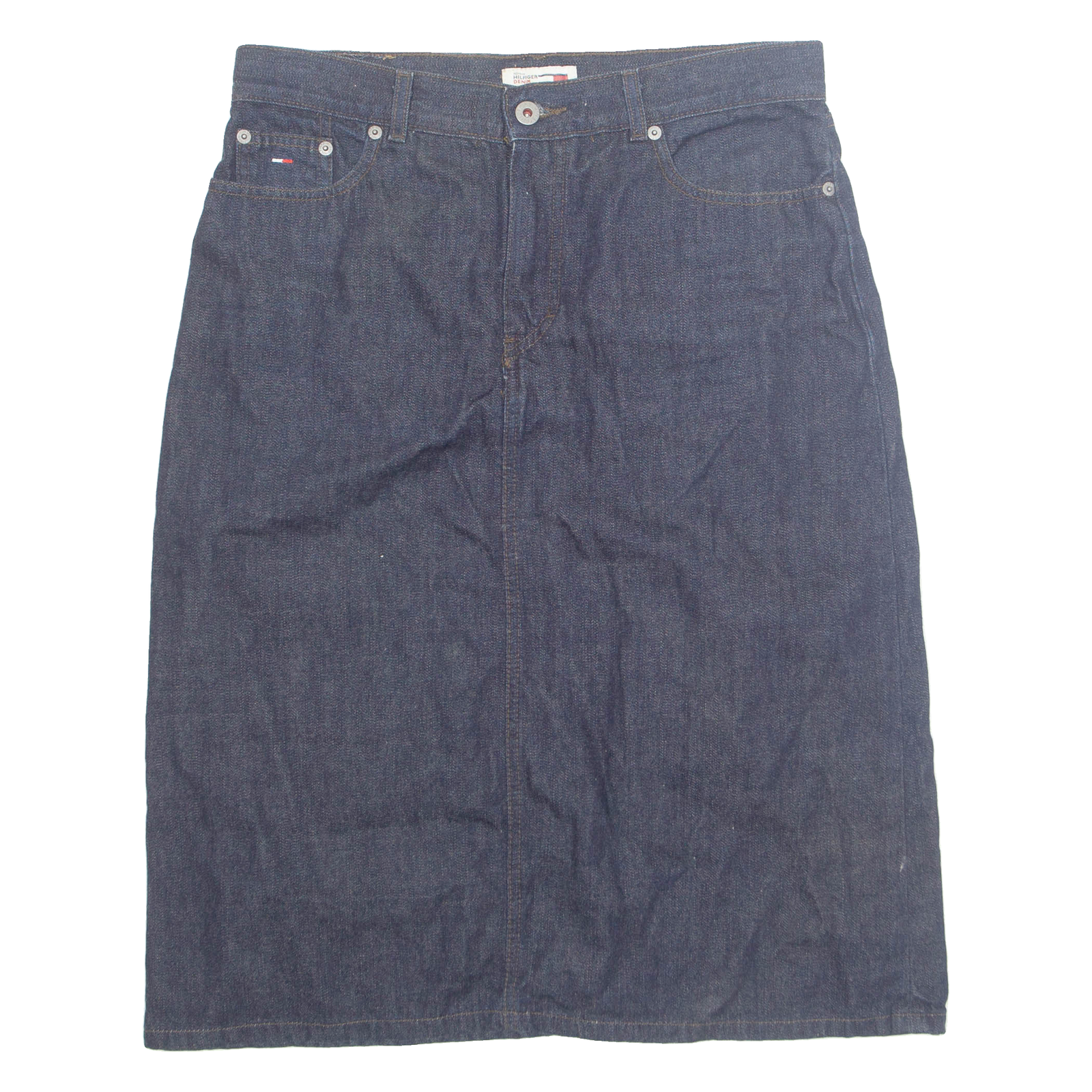 TOMMY HILFIGER Womens A-Line Skirt Blue Knee Length Denim M Refurbished - N/A refurbished available on Cerqular