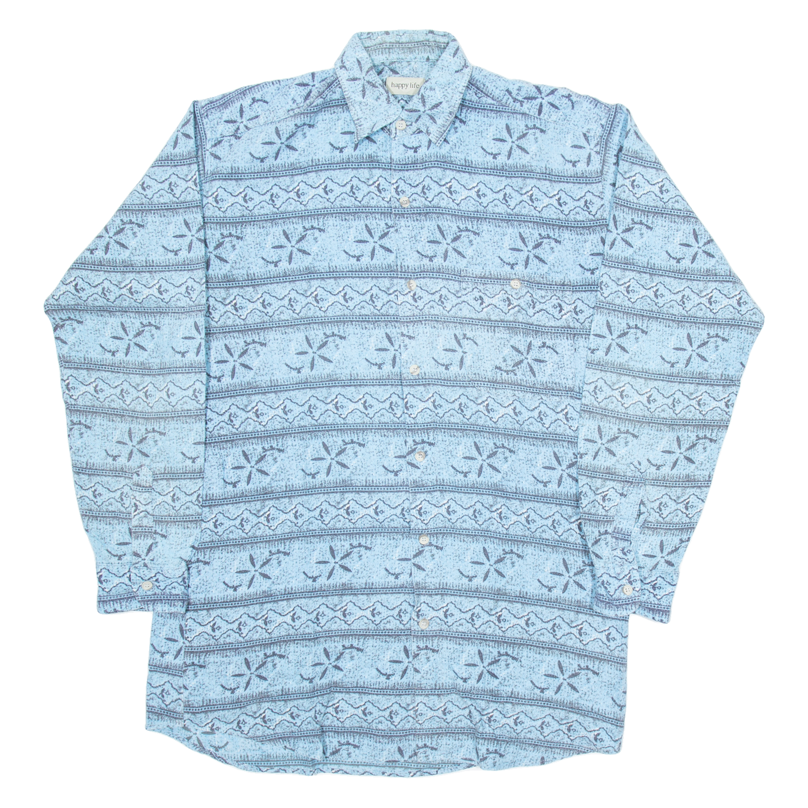 Buy HAPPY LIFE Mens Shirt Blue Crazy Pattern Long Sleeve M Refurbished - $18.19 HAPPY LIFE Mens Shirt Blue Crazy Pattern Long Sleeve M Refurbished - N/A refurbished available on Cerqular